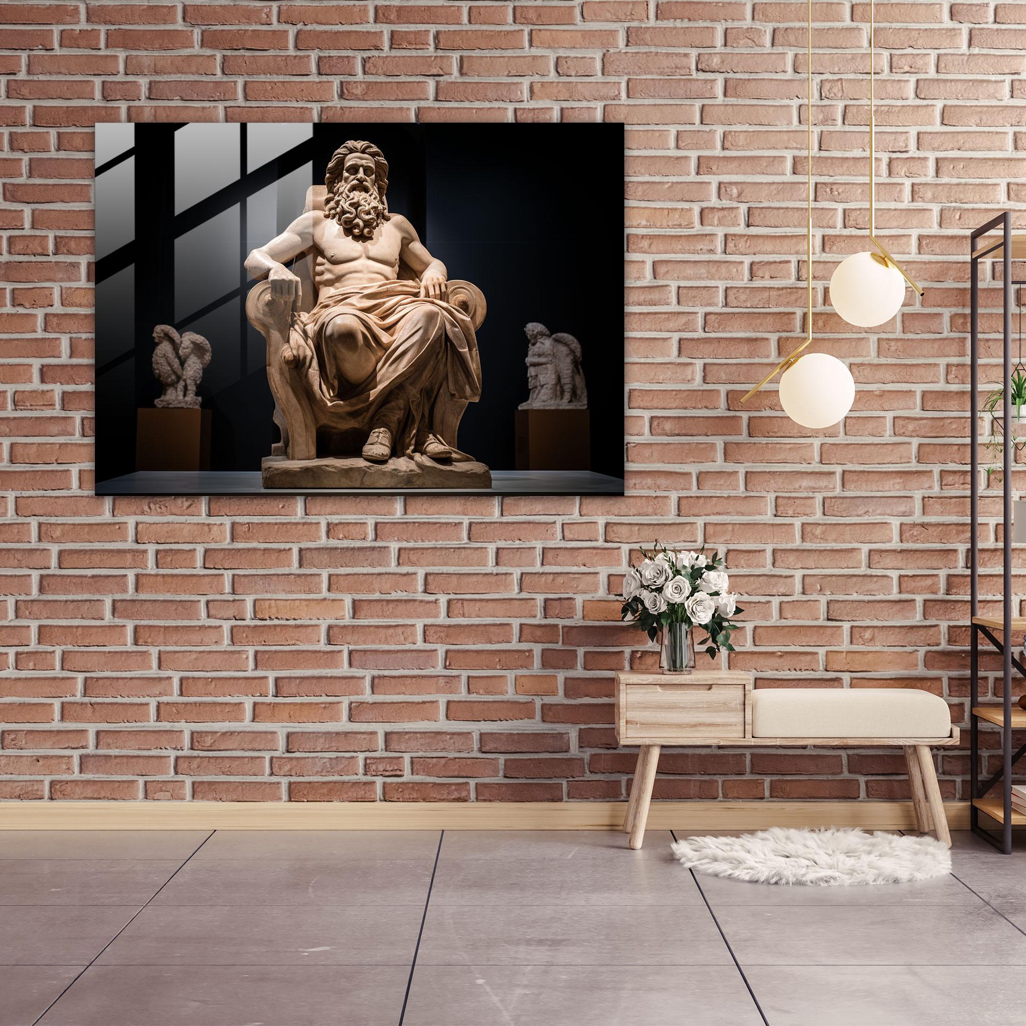 Mythology Glass Print - Zeus On His Throne - Mythology, Glass Art, King Of The Gods, Wall Decoration