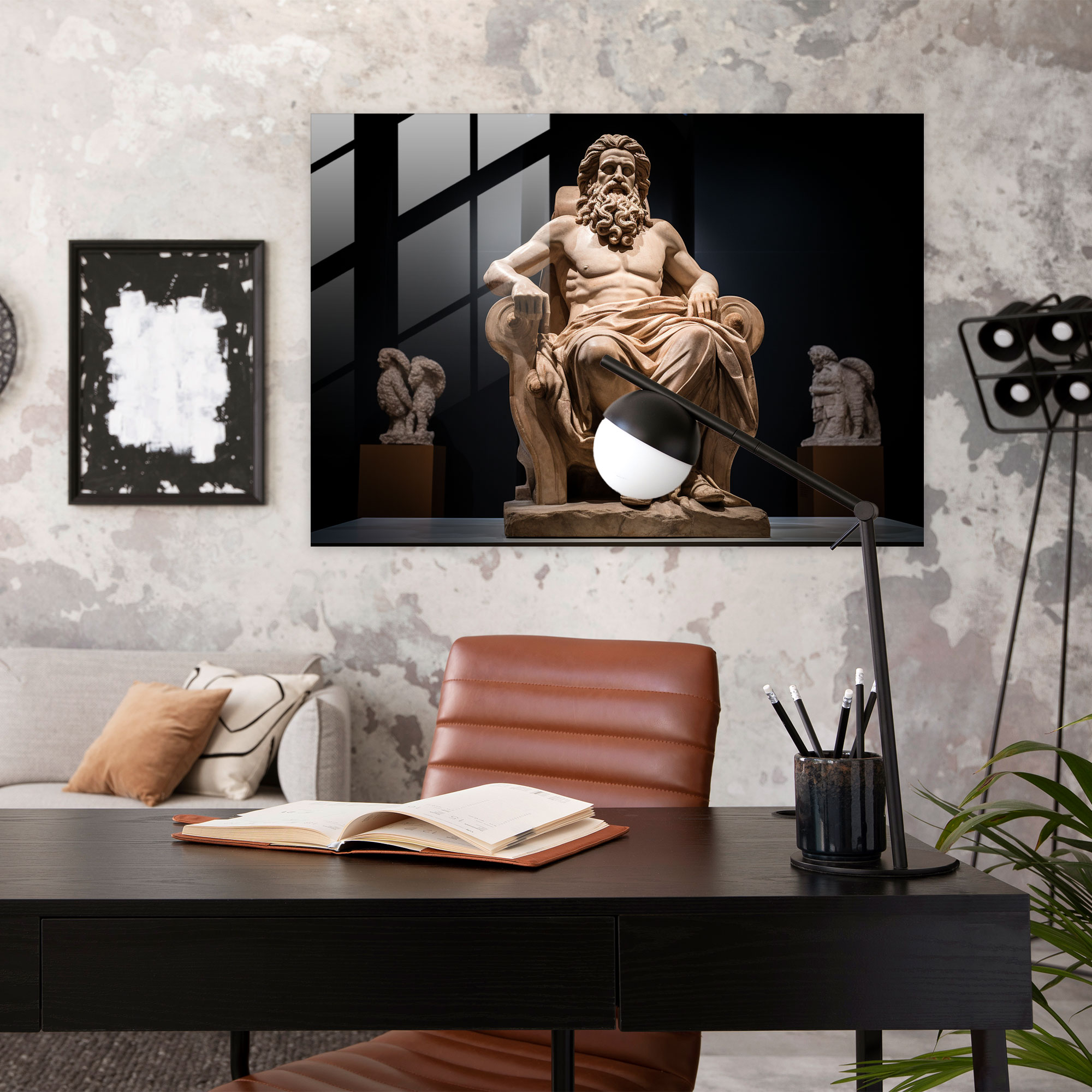 Mythology Glass Print - Zeus On His Throne - Mythology, Glass Art, King Of The Gods, Wall Decoration