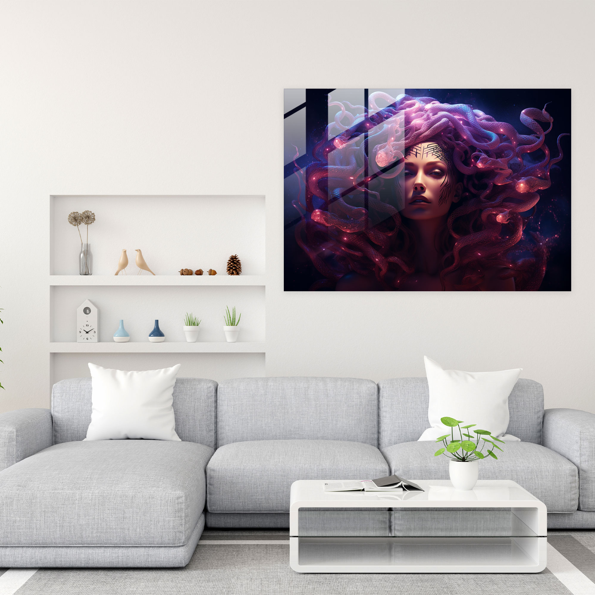 Mitoloji Cam Tablosu - Esrarengiz Medusa - Mitoloji Cam Tablo Modern Sanat