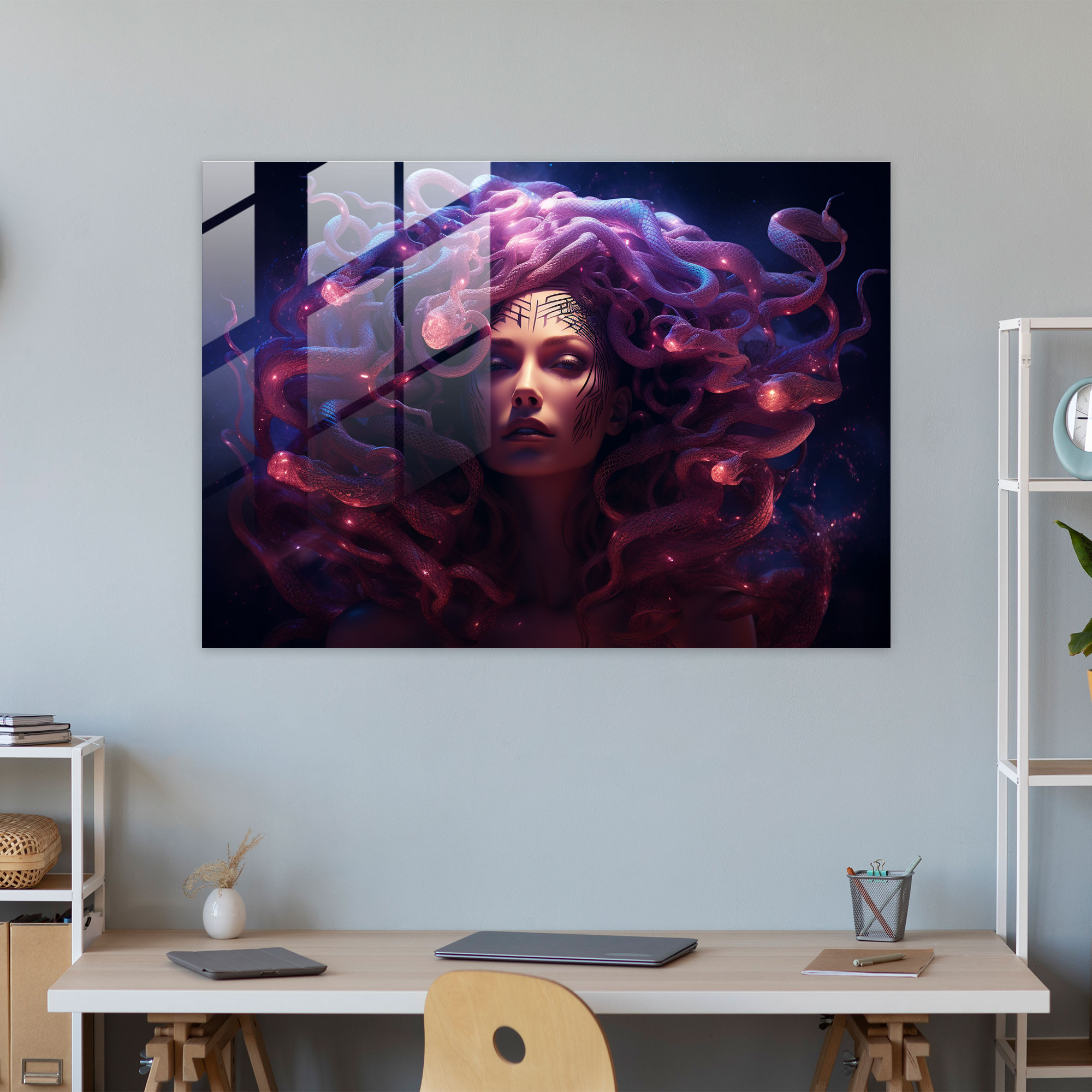 Mitoloji Cam Tablosu - Esrarengiz Medusa - Mitoloji Cam Tablo Modern Sanat