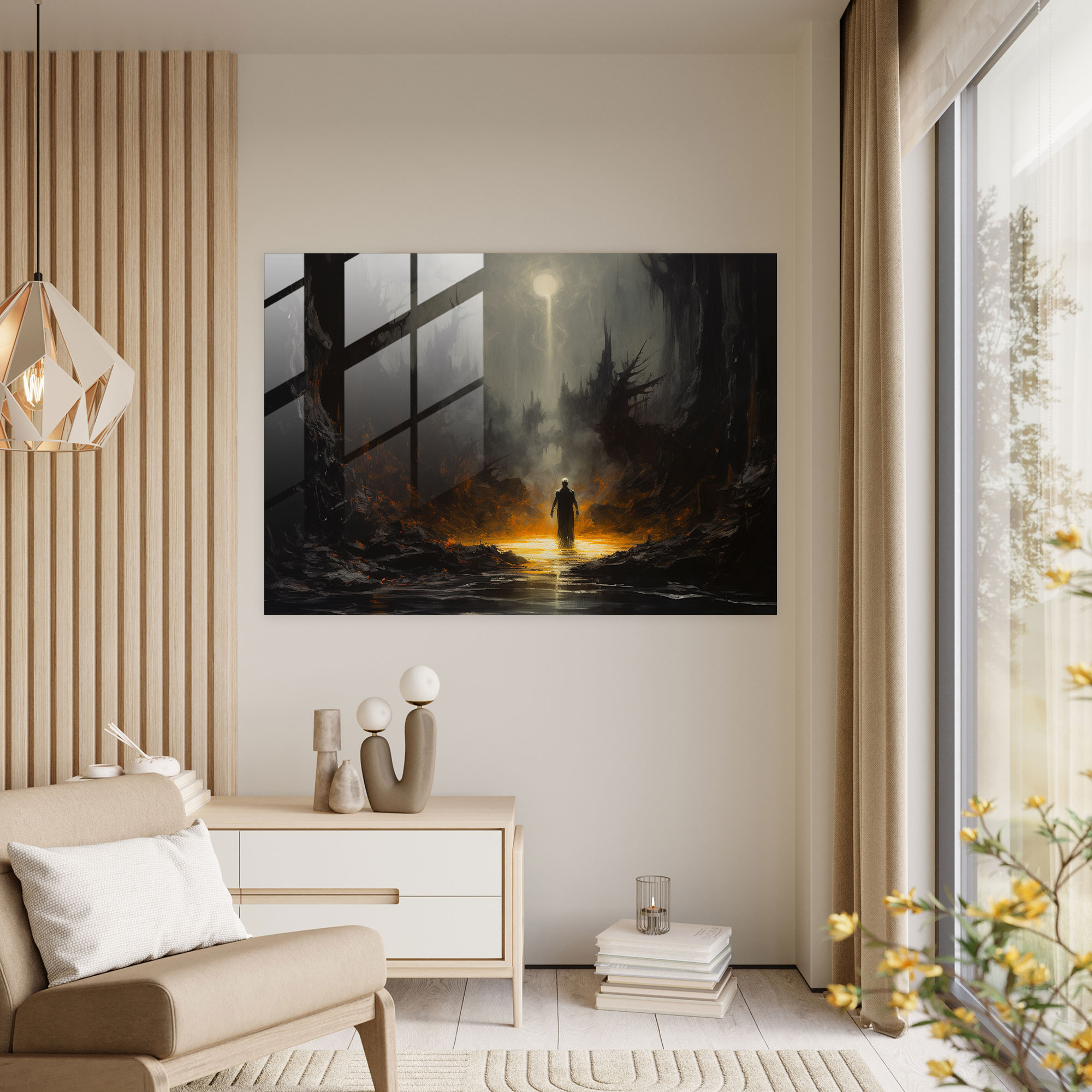 Mythology Glass Print - Hades In The Underworld - Mythology, Landscape Painting, Glass Wall Art, Greek Mythology