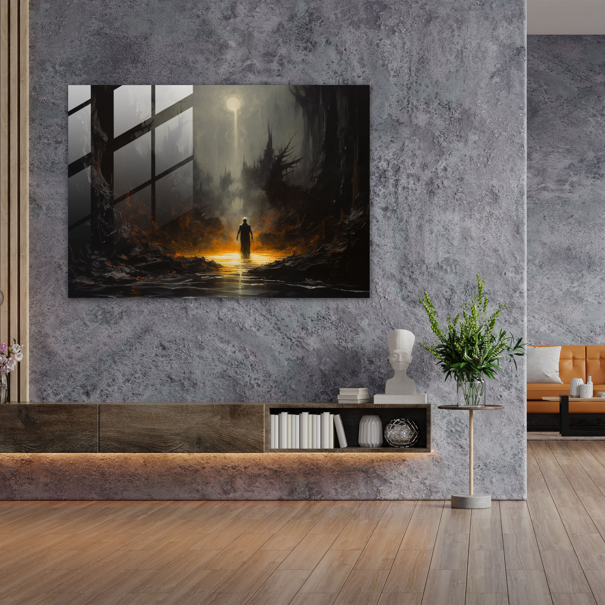 Mythology Glass Print - Hades In The Underworld - Mythology, Landscape Painting, Glass Wall Art, Greek Mythology