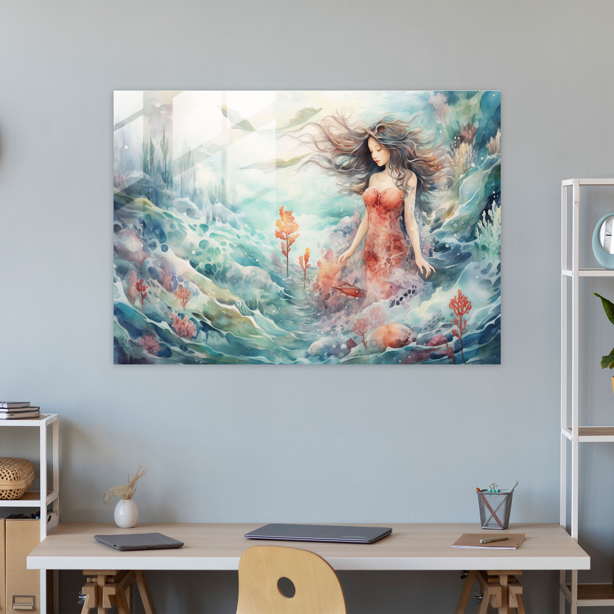 Ethereal Mythical Creatures Glass Print - Mythology, Modern Art, Dreamy, Glass Wall Art