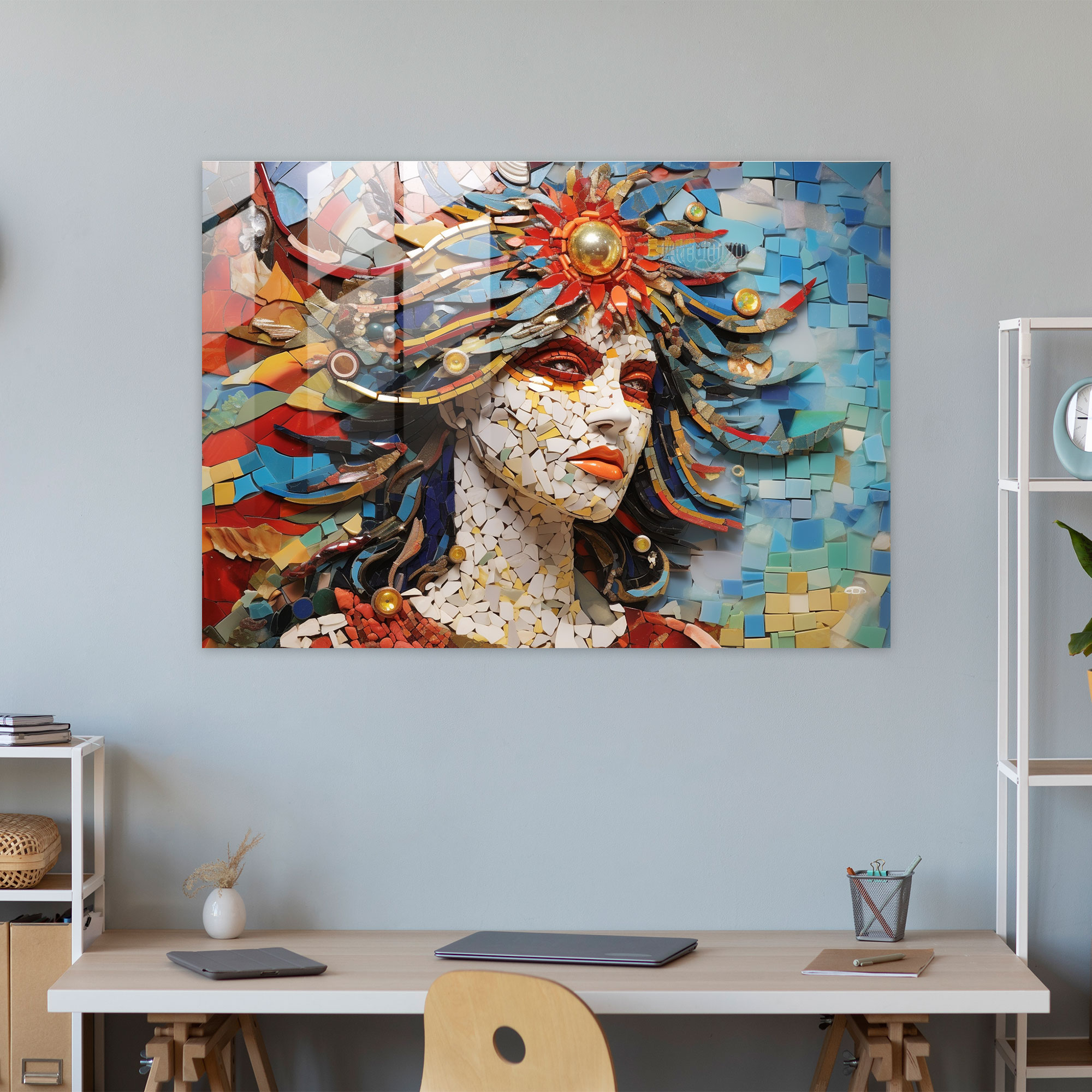 Mythical Mosaic Glass Print - Mythology, Mosaic, Glass Art, Mythology