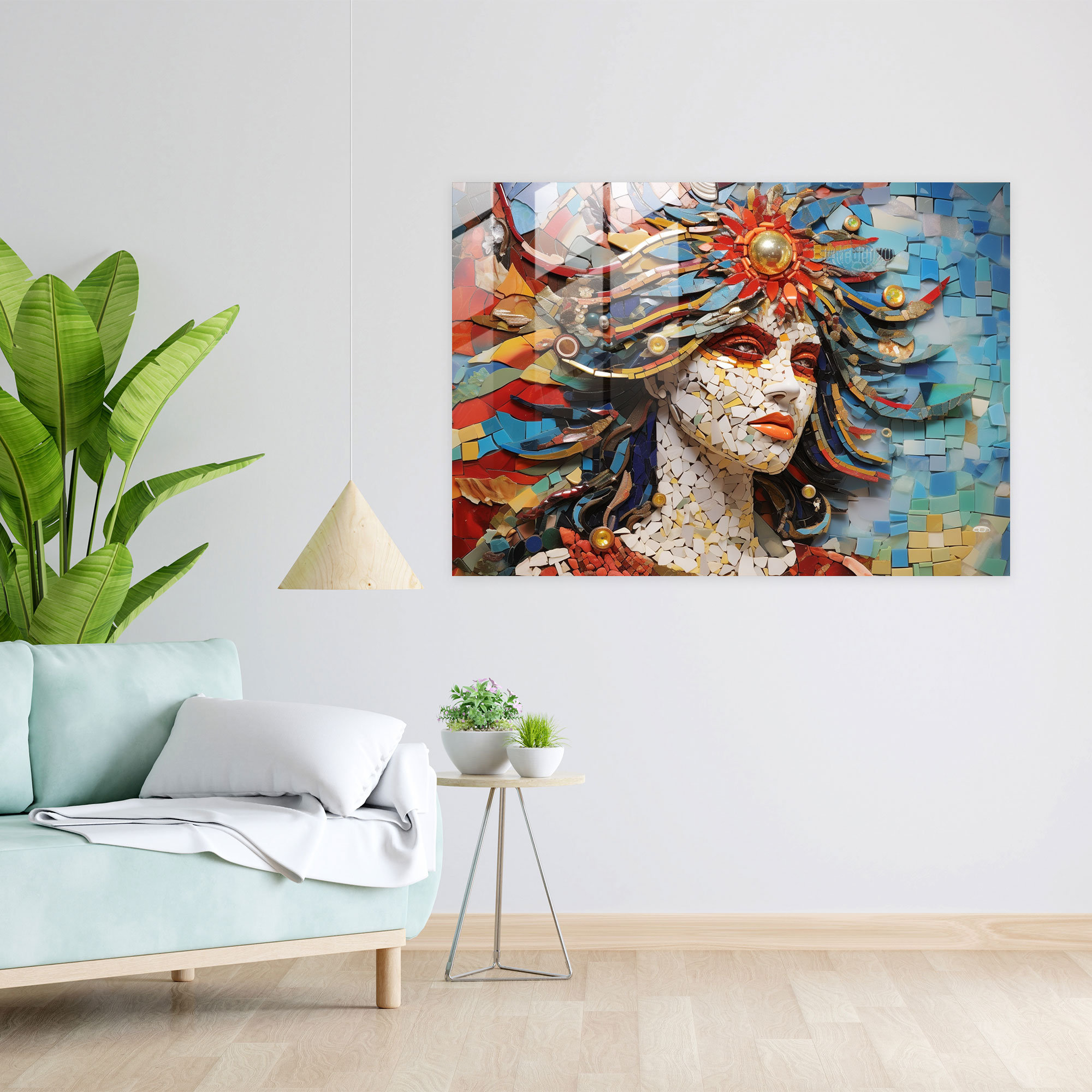 Mythical Mosaic Glass Print - Mythology, Mosaic, Glass Art, Mythology