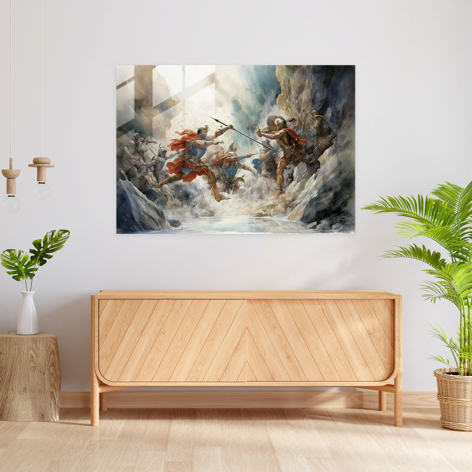 Gods Vs. Titans Glass Print - Mythology, Mythology, Greek Gods, Realistic Painting