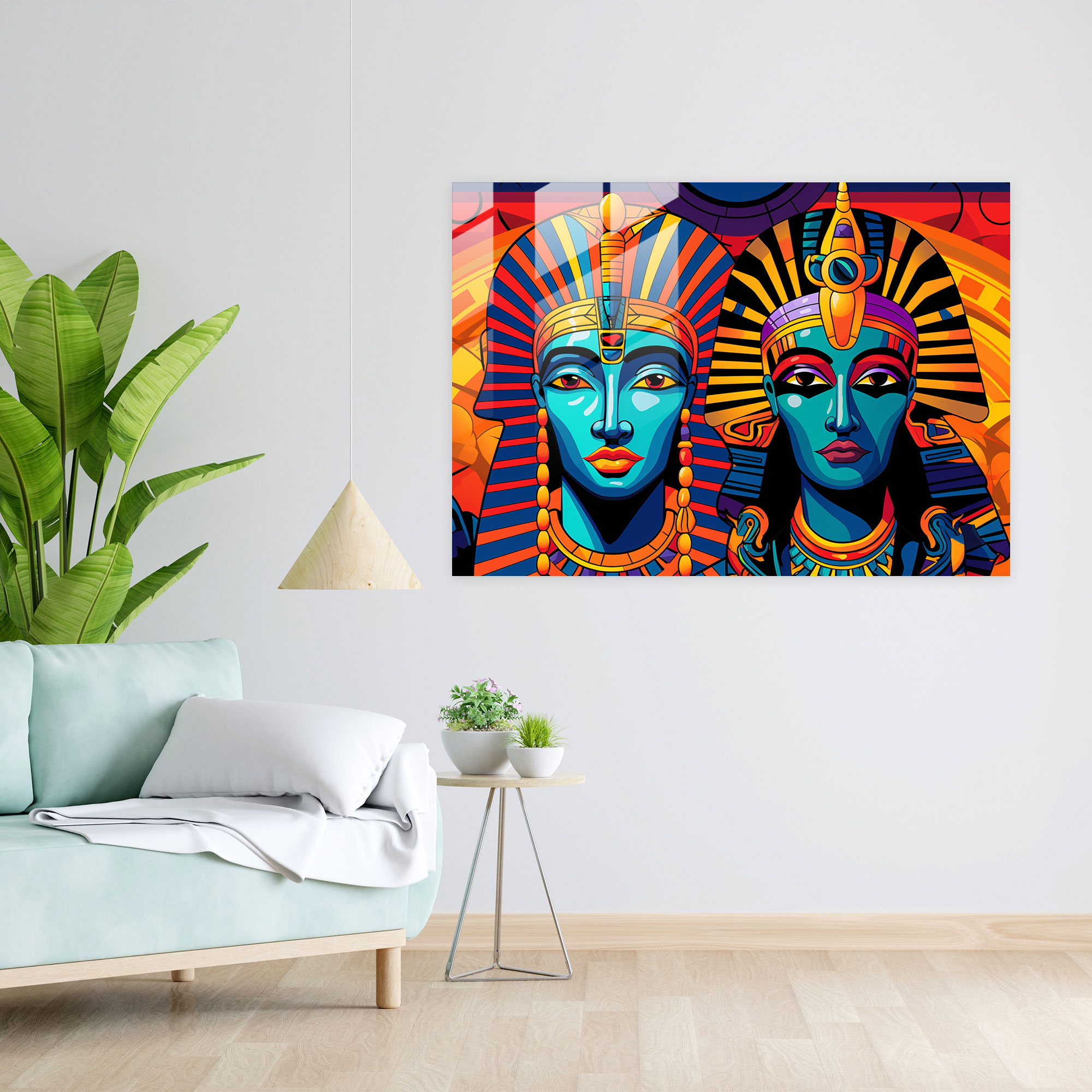 Egyptian Deities Glass Wall Art - Mythology, Glass Art, Contemporary Flair, Pop Art