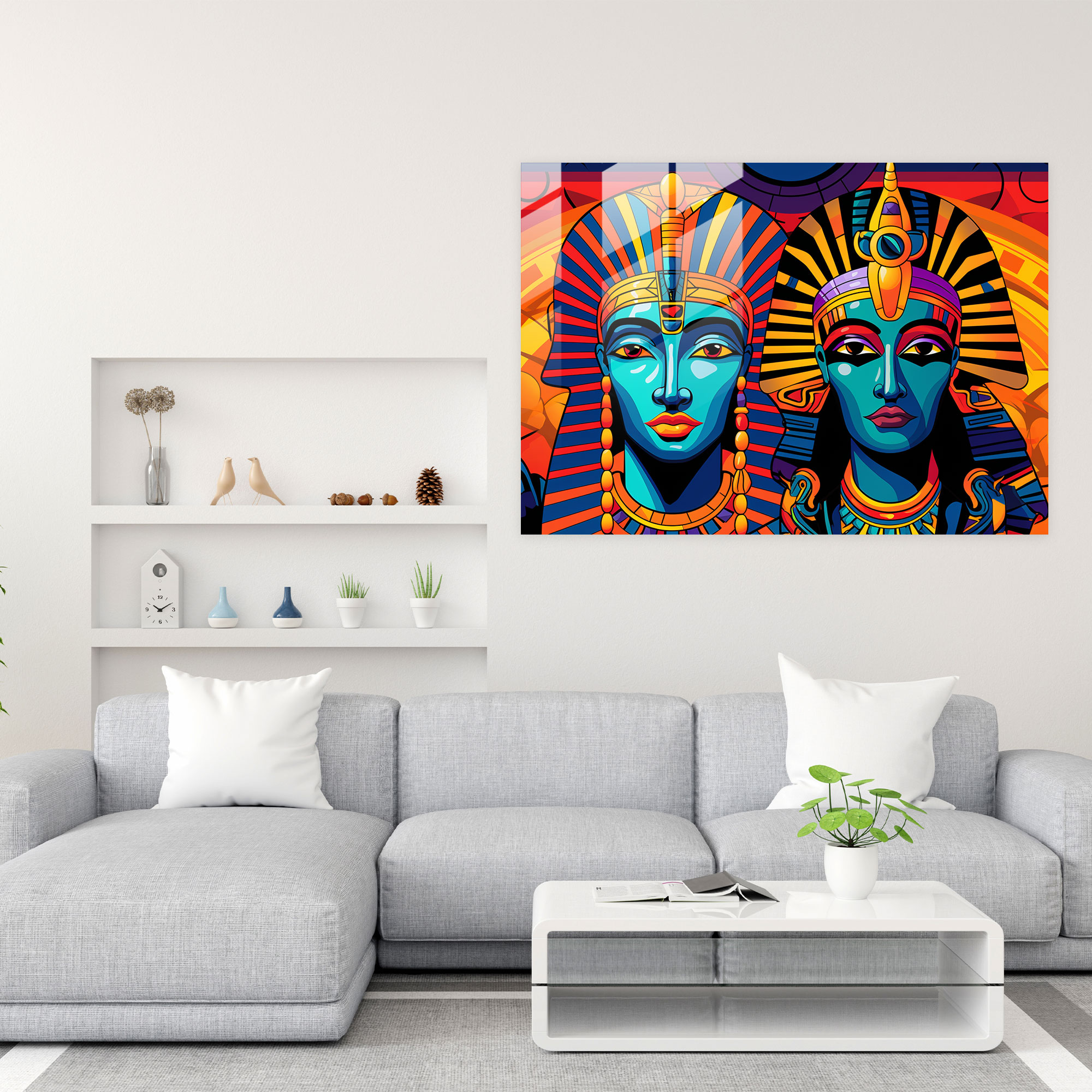 Egyptian Deities Glass Wall Art - Mythology, Glass Art, Contemporary Flair, Pop Art