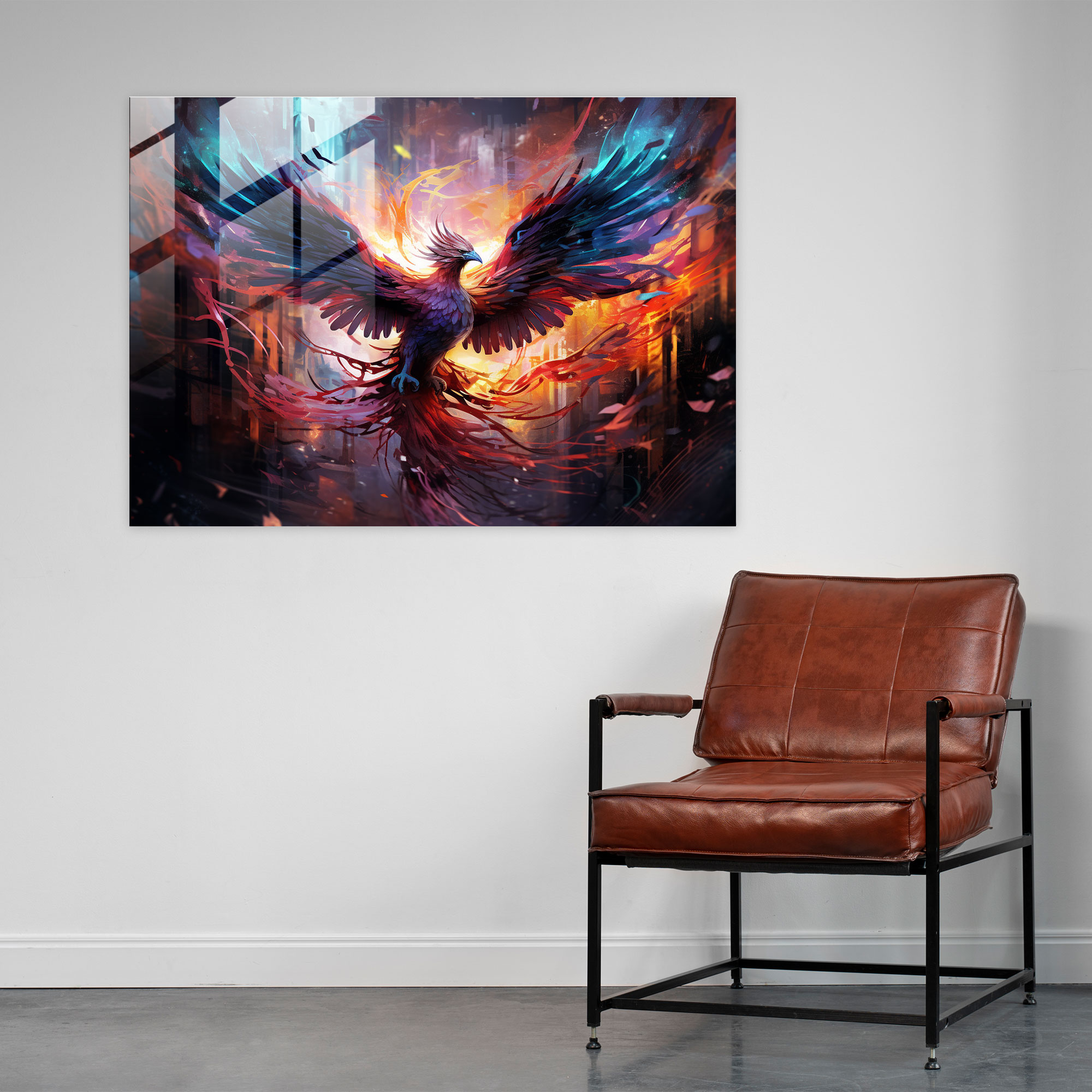 Mythology Glass Wall Art: Phoenix Rising - Mythology, Glass Print, Mythology, Digital Artwork
