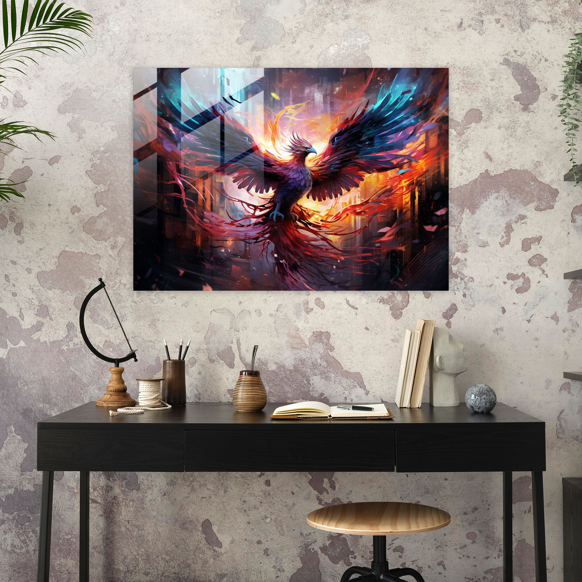 Mythology Glass Wall Art: Phoenix Rising - Mythology, Glass Print, Mythology, Digital Artwork