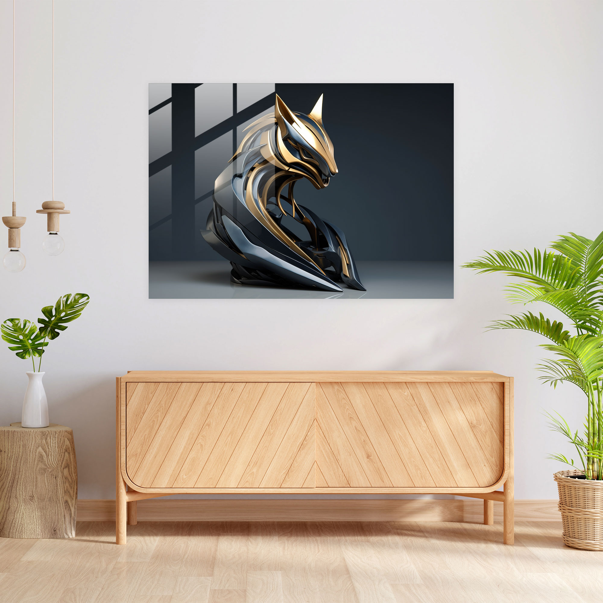 Mythology Glass Wall Art: Futuristic 3D Sculpture - Mythology, 3D Sculpture, Mythology, Legendary Creature