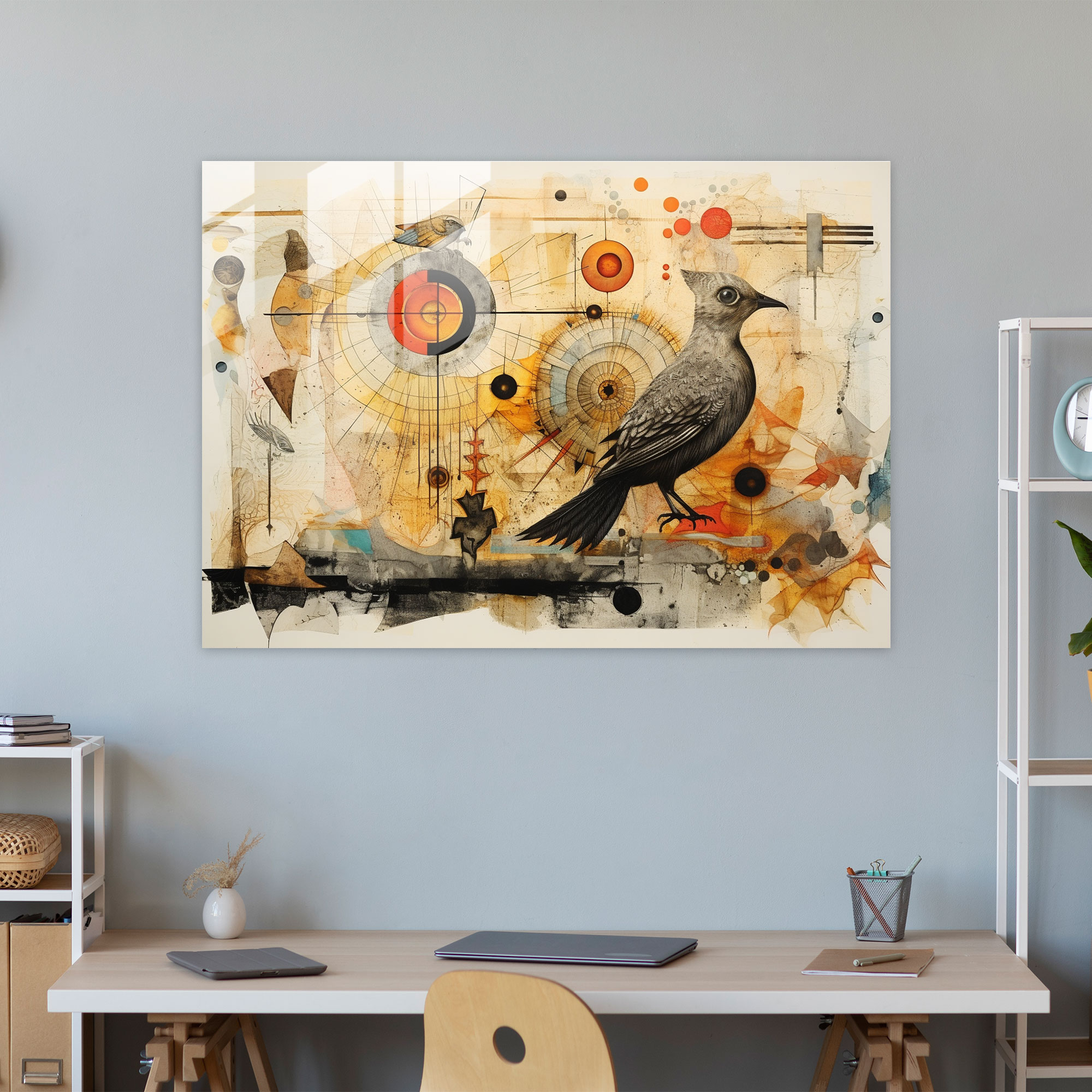 Mythology Glass Art - Abstract Mixed Media Collage - Mythology, Glass Print, Mythology, Abstract