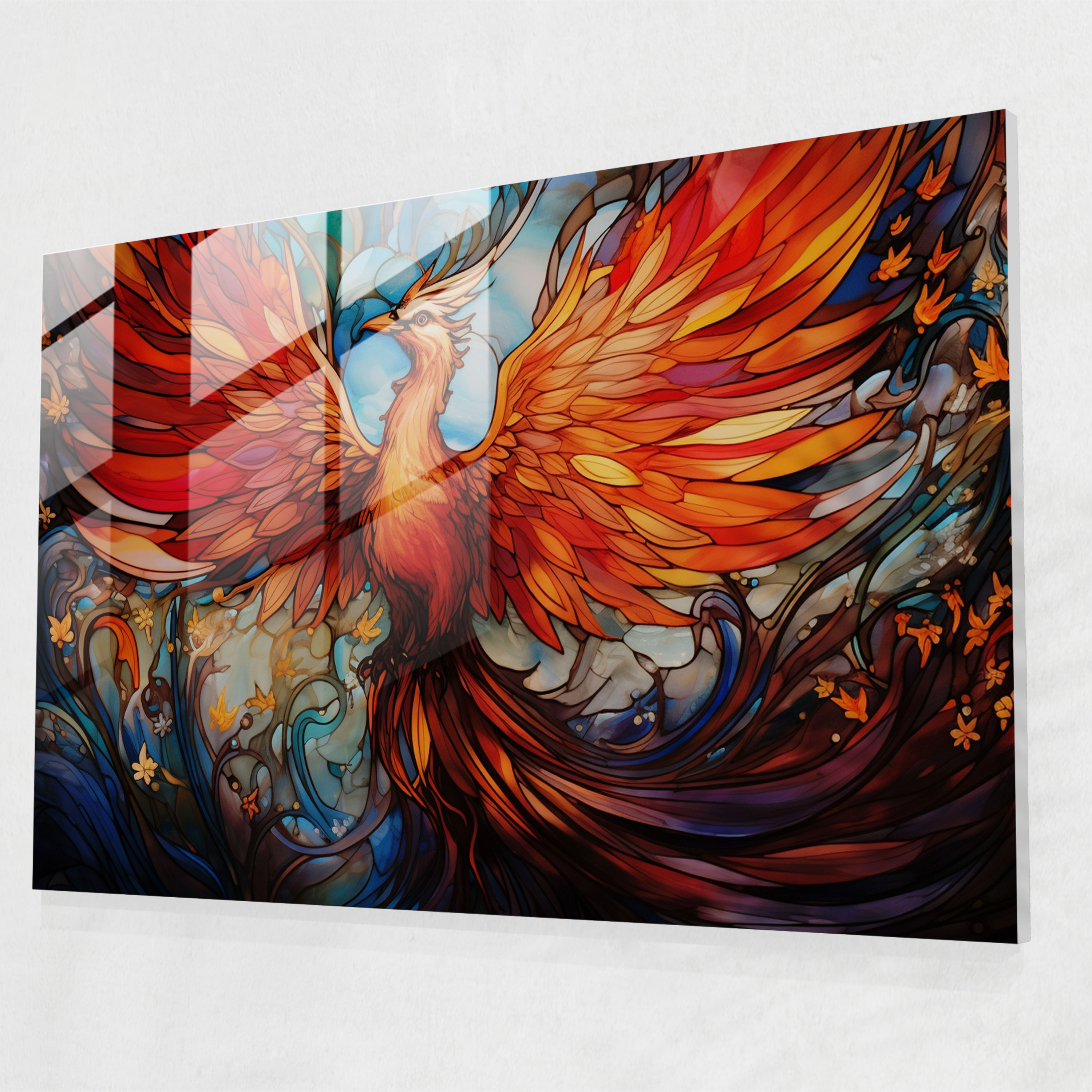 Phoenix Mythology Glass Print - Mythology, Rebirth, Glass Print, Symbolism