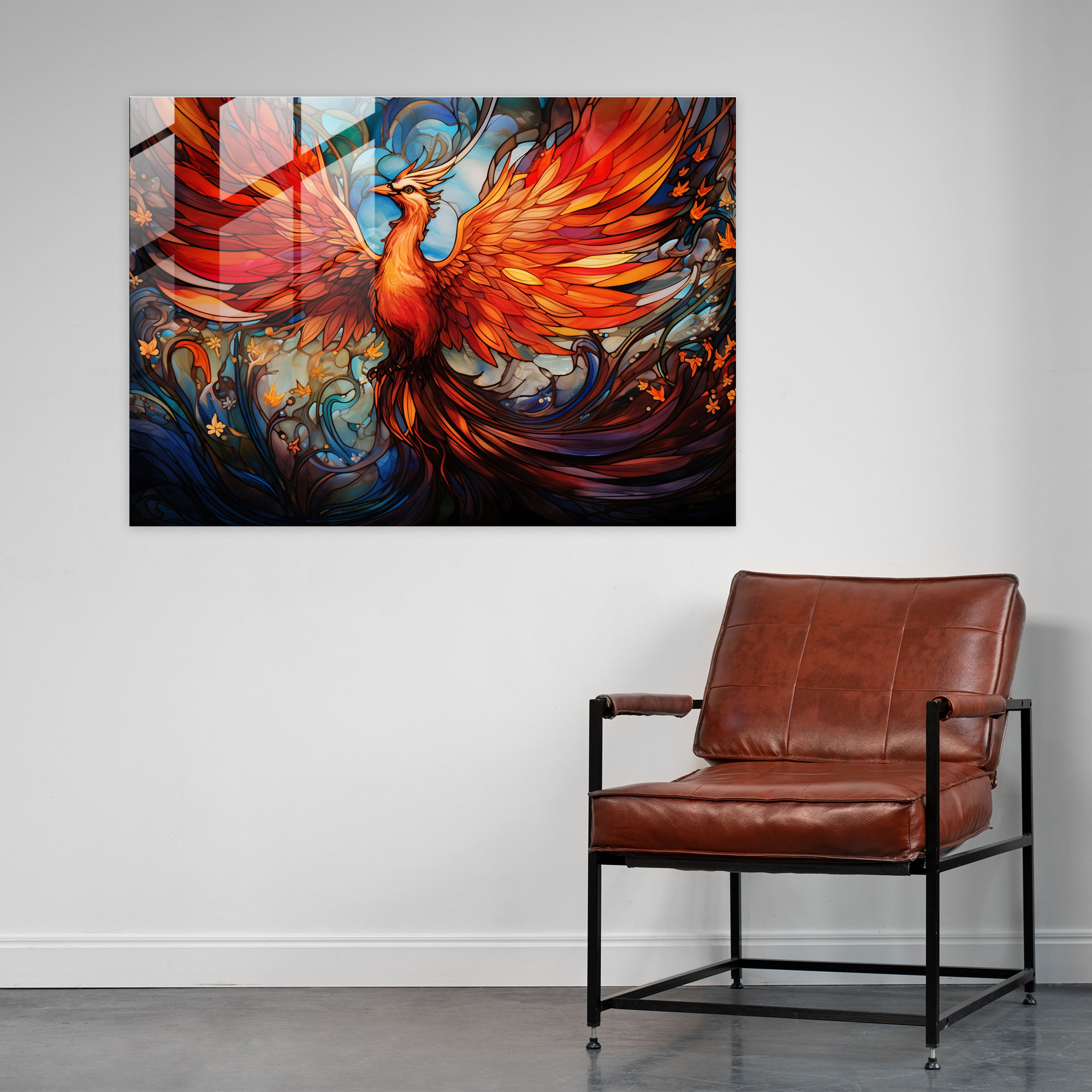 Phoenix Mythology Glass Print - Mythology, Rebirth, Glass Print, Symbolism