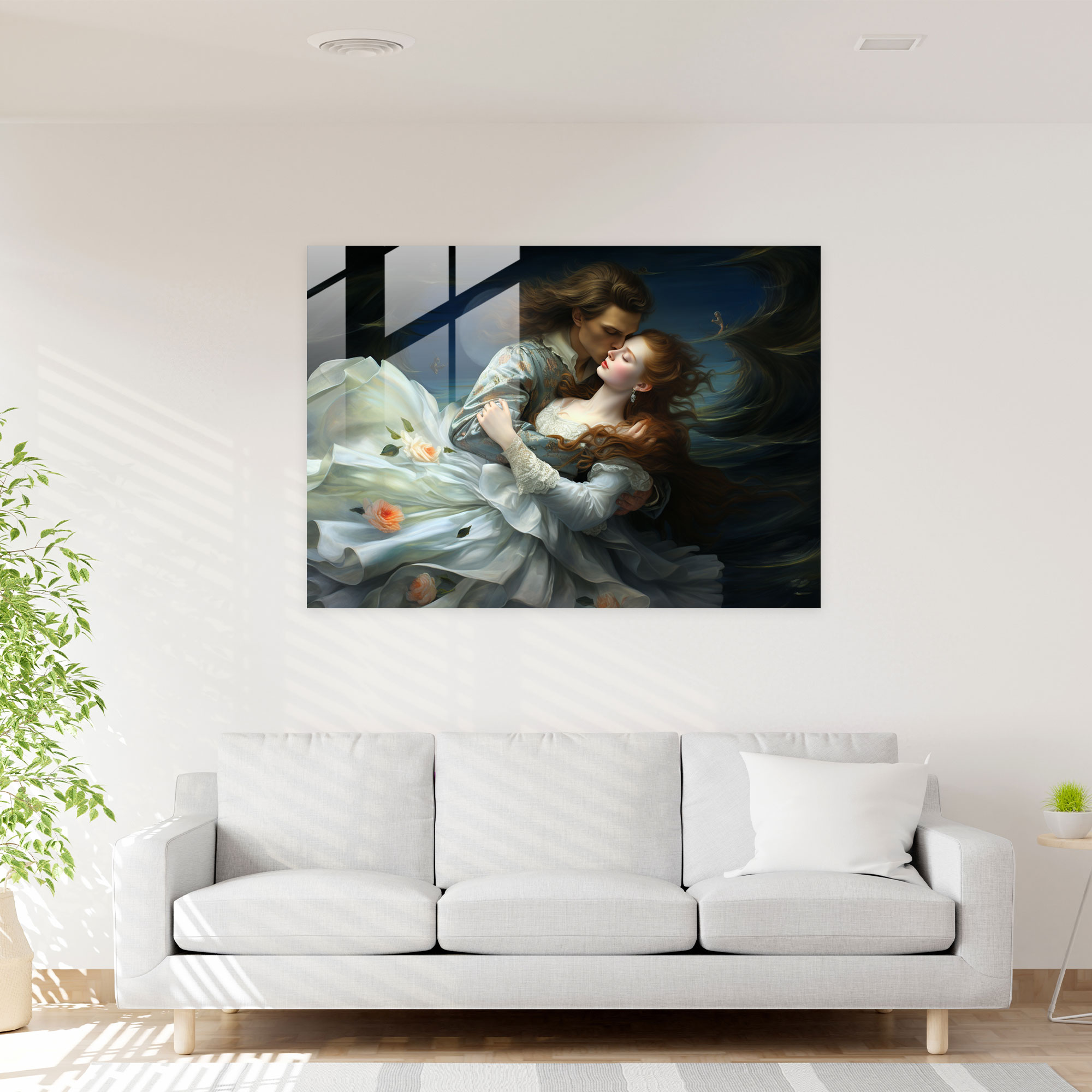 Mitoloji Cam Tablo - Venüs'ün Doğuşu - Mitoloji Rönesans Yağlı Boya Tablosu Modern Sanat