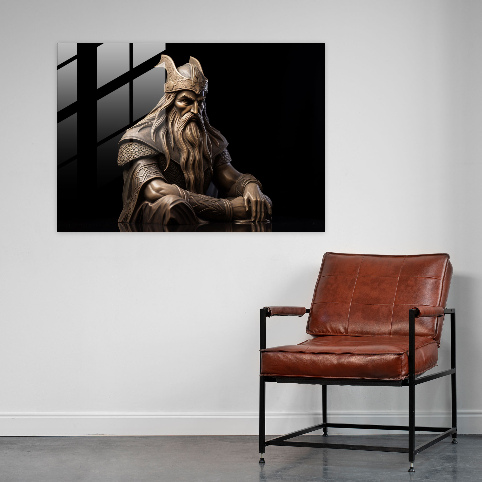 Mythology Glass Wall Art - Sleek Odin - Mythology, Minimalist Sculpture, Norse God, Wall Decoration