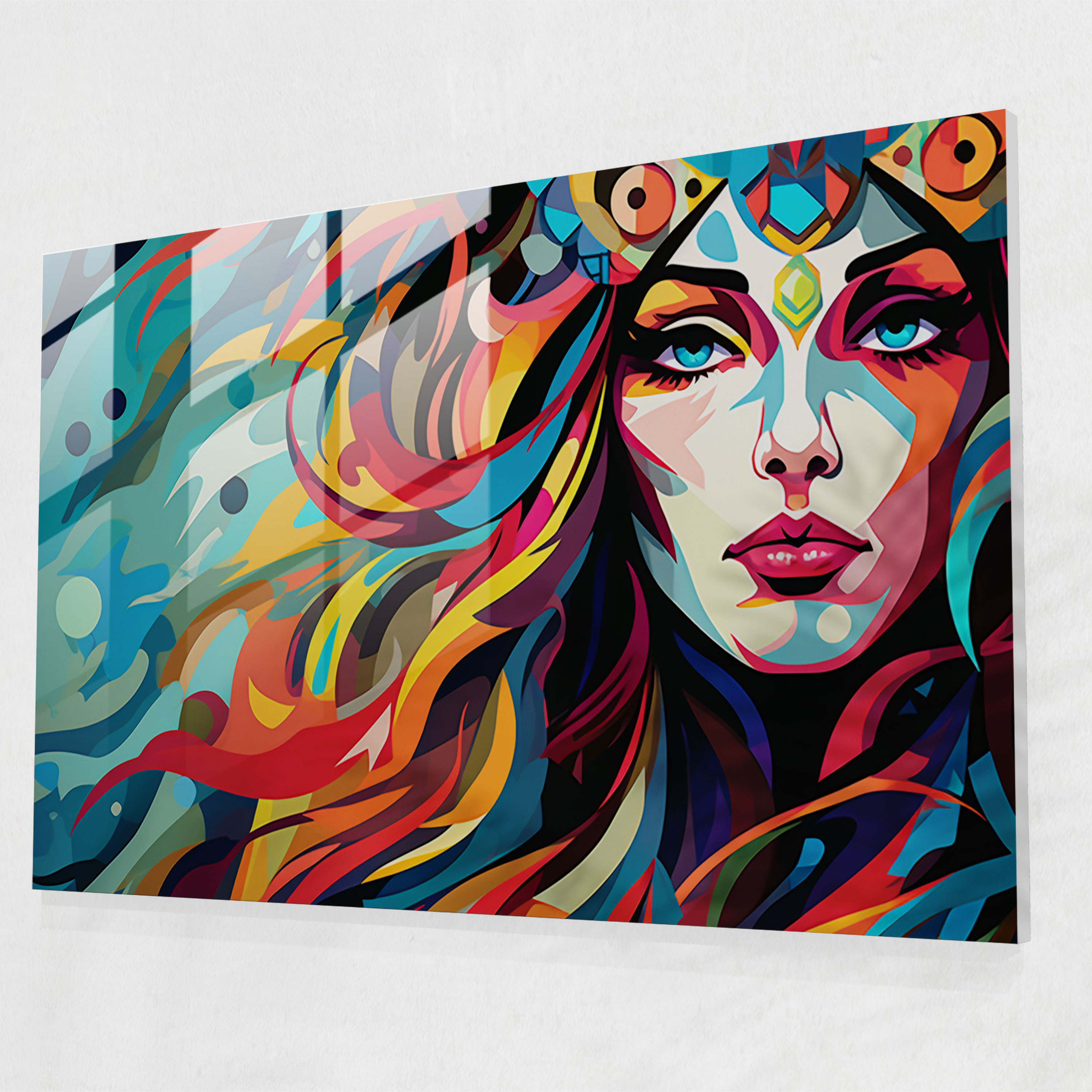Mythology Glass Wall Art - Playful Freya - Mythology, Wall Decoration, Modern Art, Pop Art Illustration