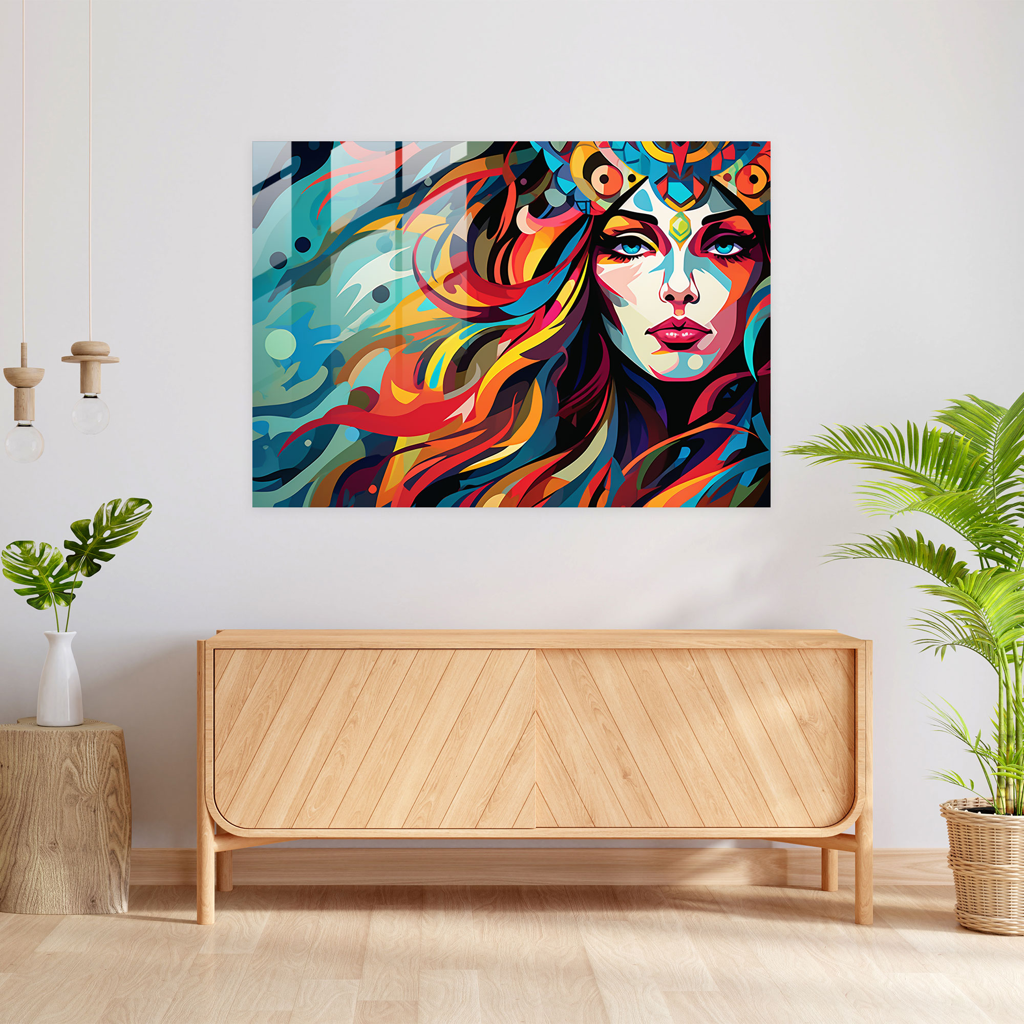 Mythology Glass Wall Art - Playful Freya - Mythology, Wall Decoration, Modern Art, Pop Art Illustration