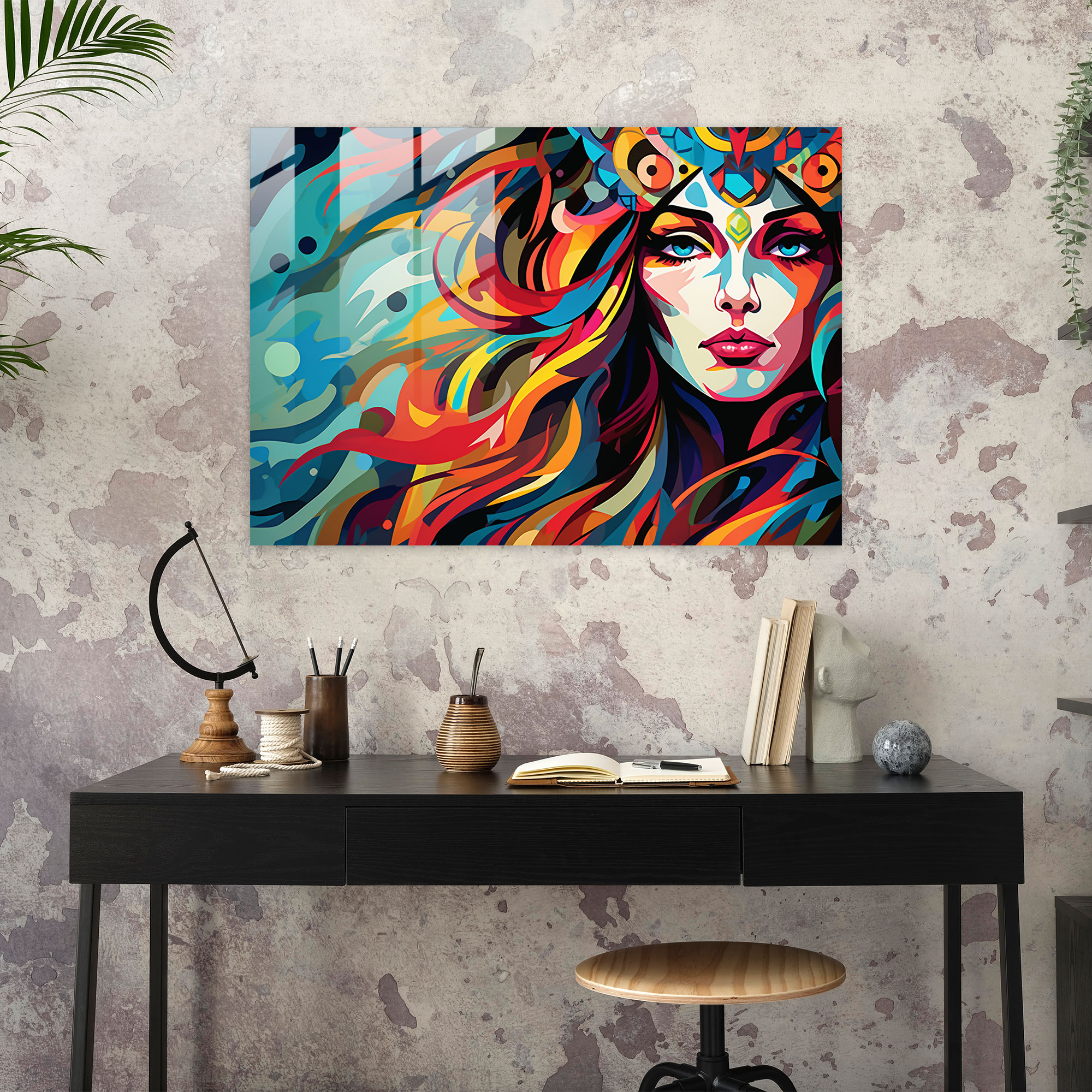 Mythology Glass Wall Art - Playful Freya - Mythology, Wall Decoration, Modern Art, Pop Art Illustration