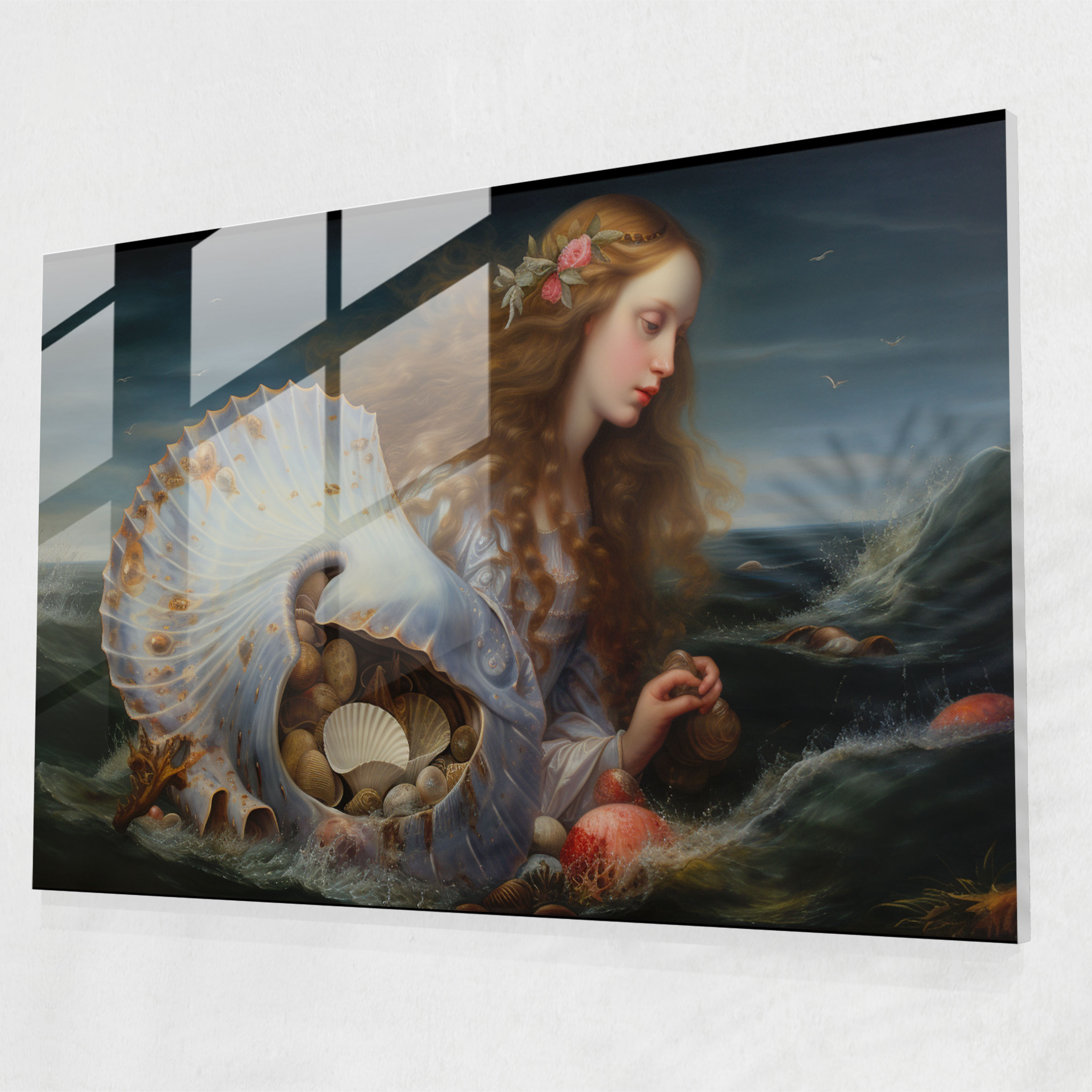 Mythology Glass Print - The Birth Of Venus - Mythology, Oil Painting, Renaissance, Glass Wall Art