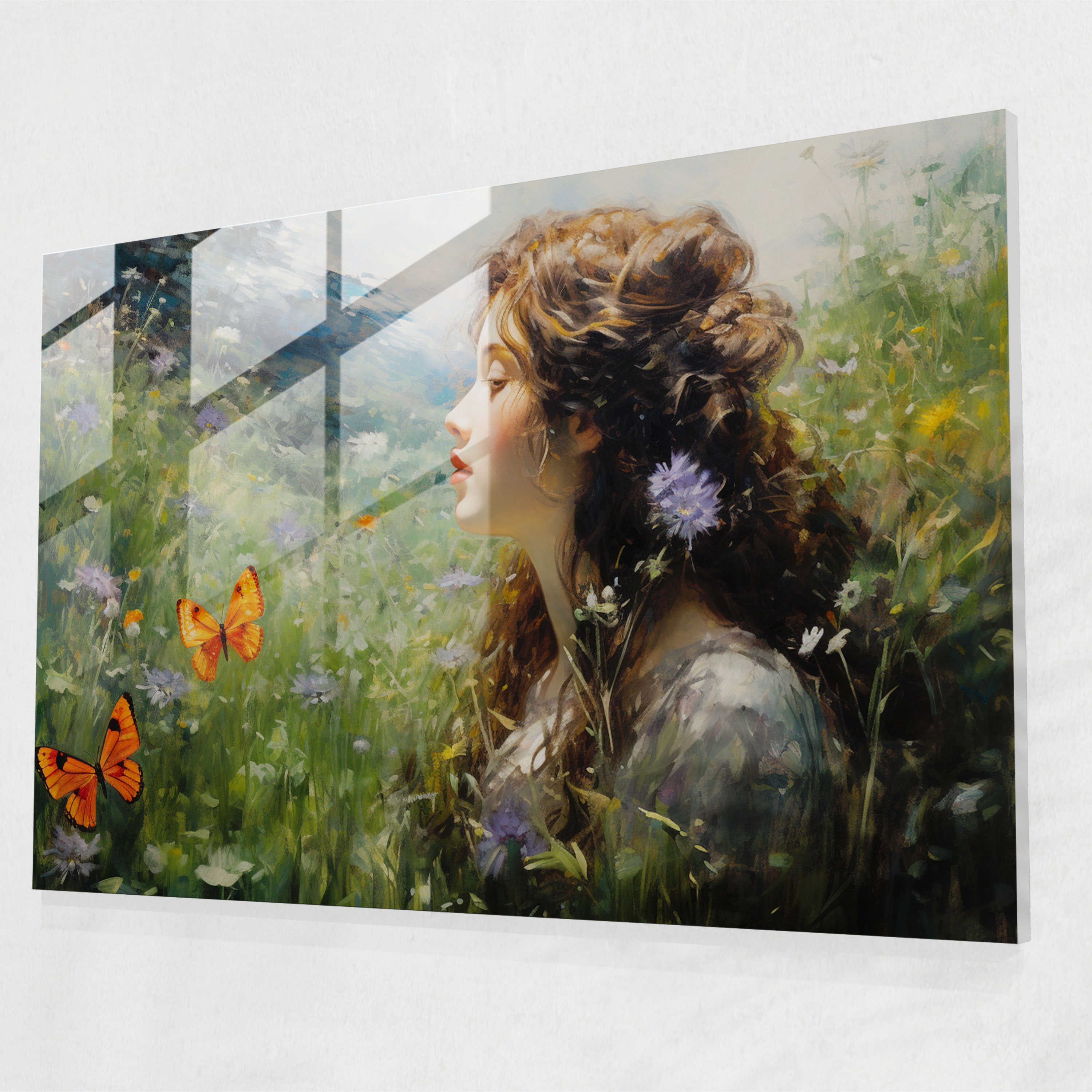 Mythology Glass Print - Serene Nymph - Mythology, Impressionist, Modern Art, Home Decoration