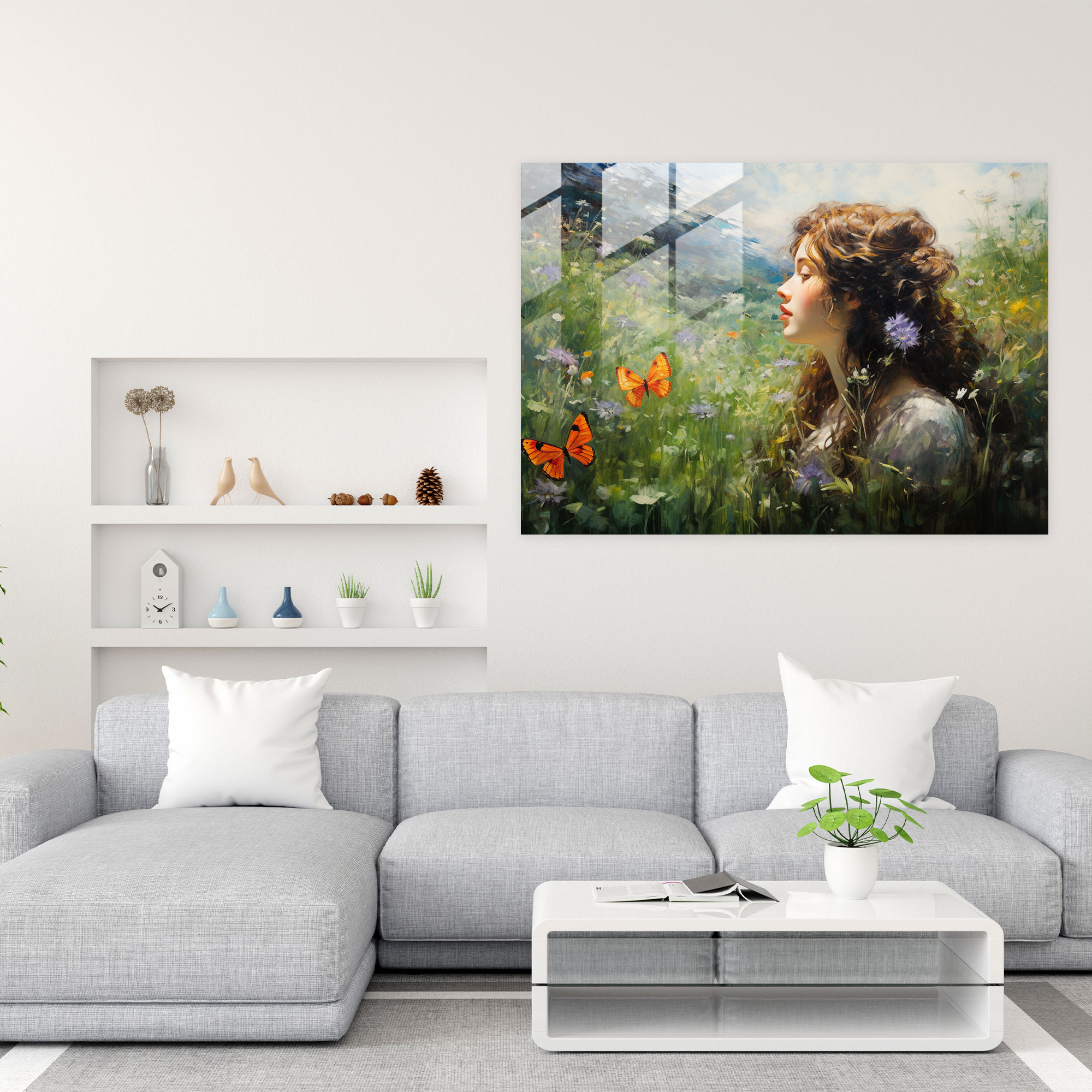 Mythology Glass Print - Serene Nymph - Mythology, Impressionist, Modern Art, Home Decoration
