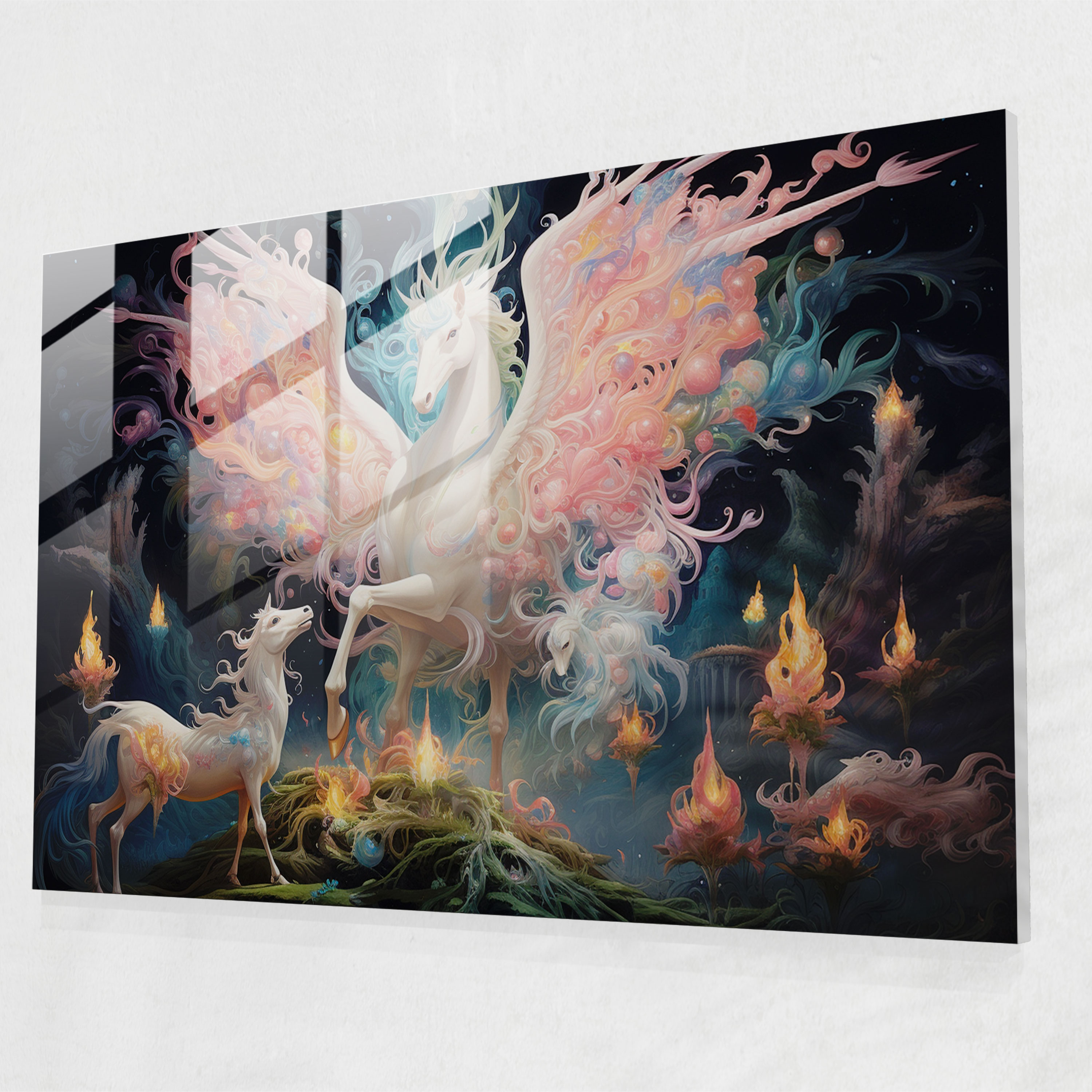 Dreamy Mythology Glass Print - Mythology, Mythical Creatures, Modern Art, Intricate Details