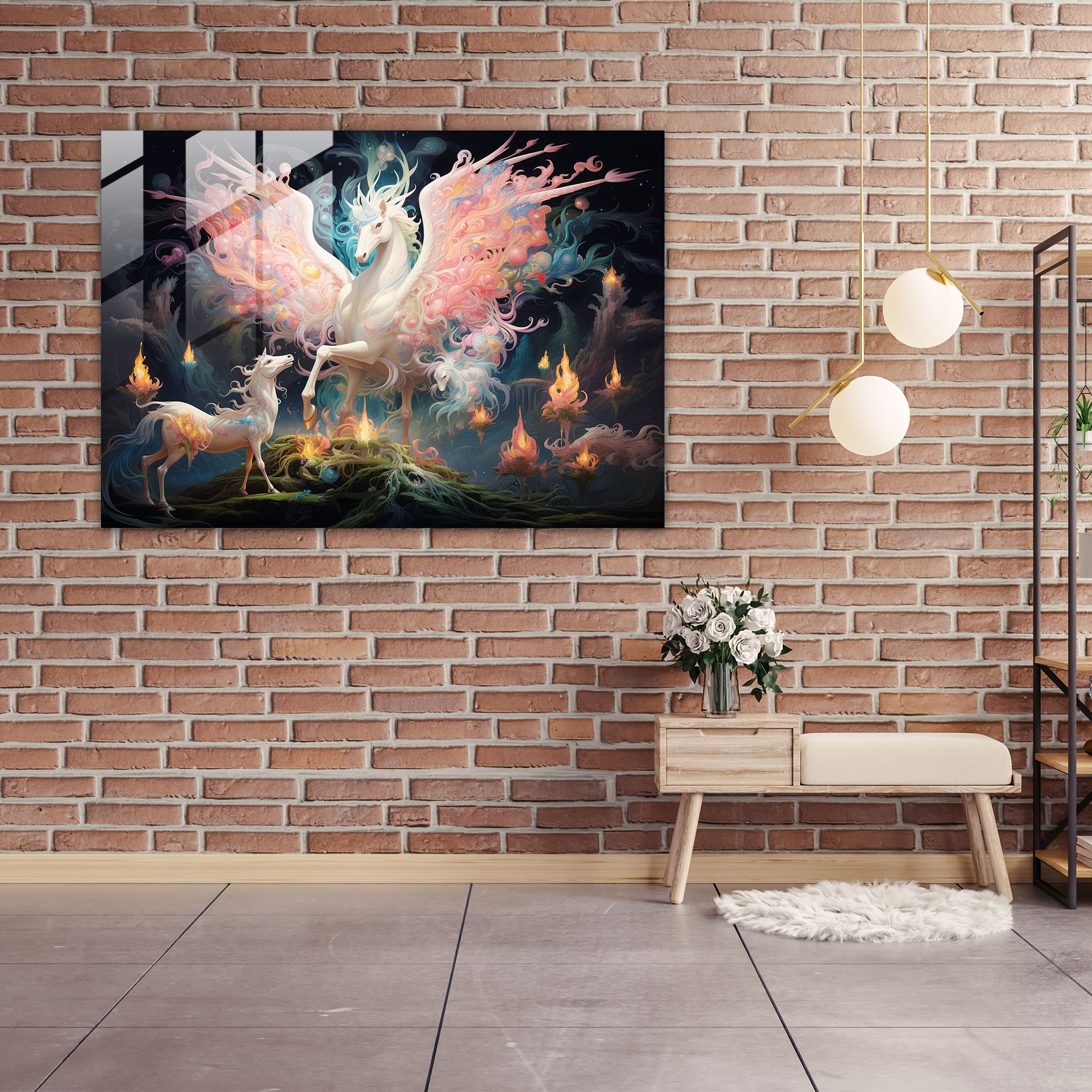 Dreamy Mythology Glass Print - Mythology, Mythical Creatures, Modern Art, Intricate Details
