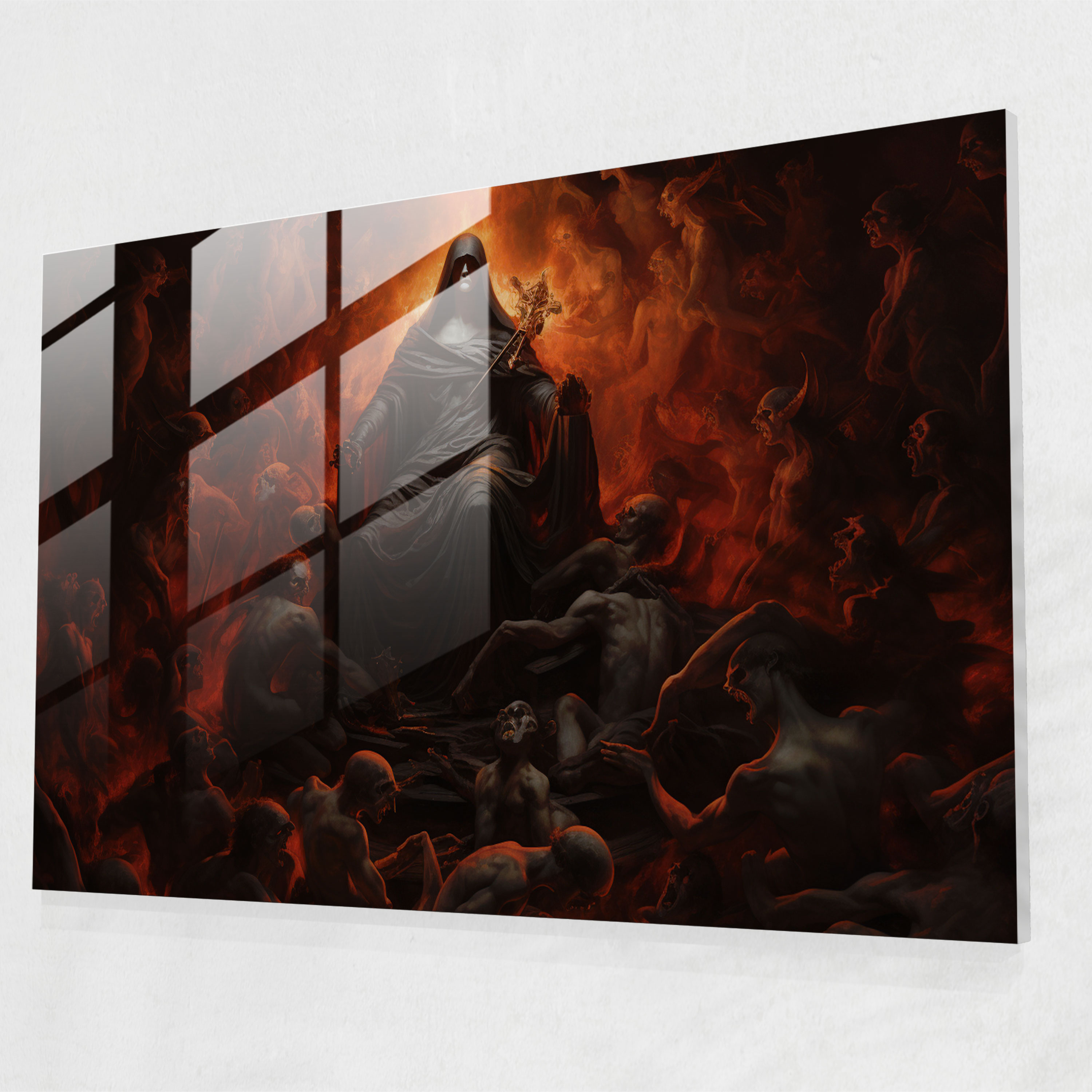 Mythology Glass Print: Hades In The Underworld - Mythology, Renaissance Oil Painting, Hades, Underworld