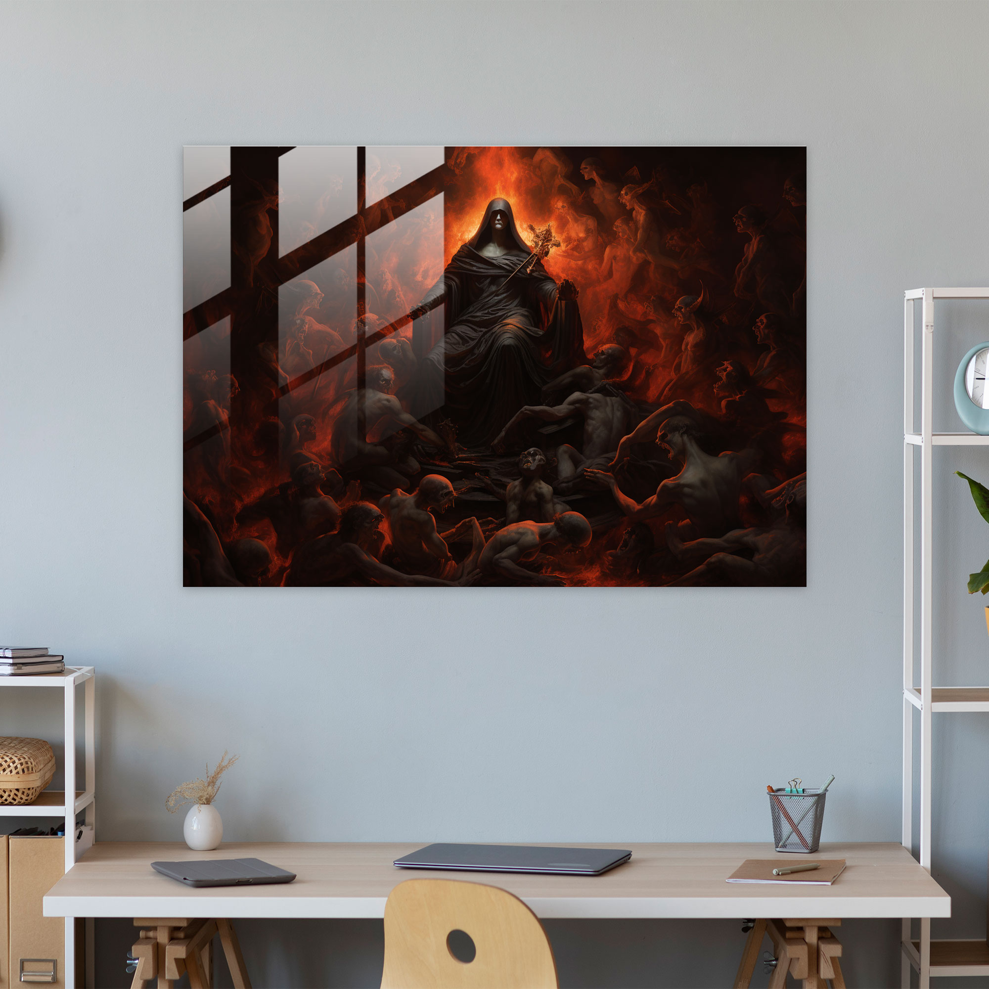 Mythology Glass Print: Hades In The Underworld - Mythology, Renaissance Oil Painting, Hades, Underworld
