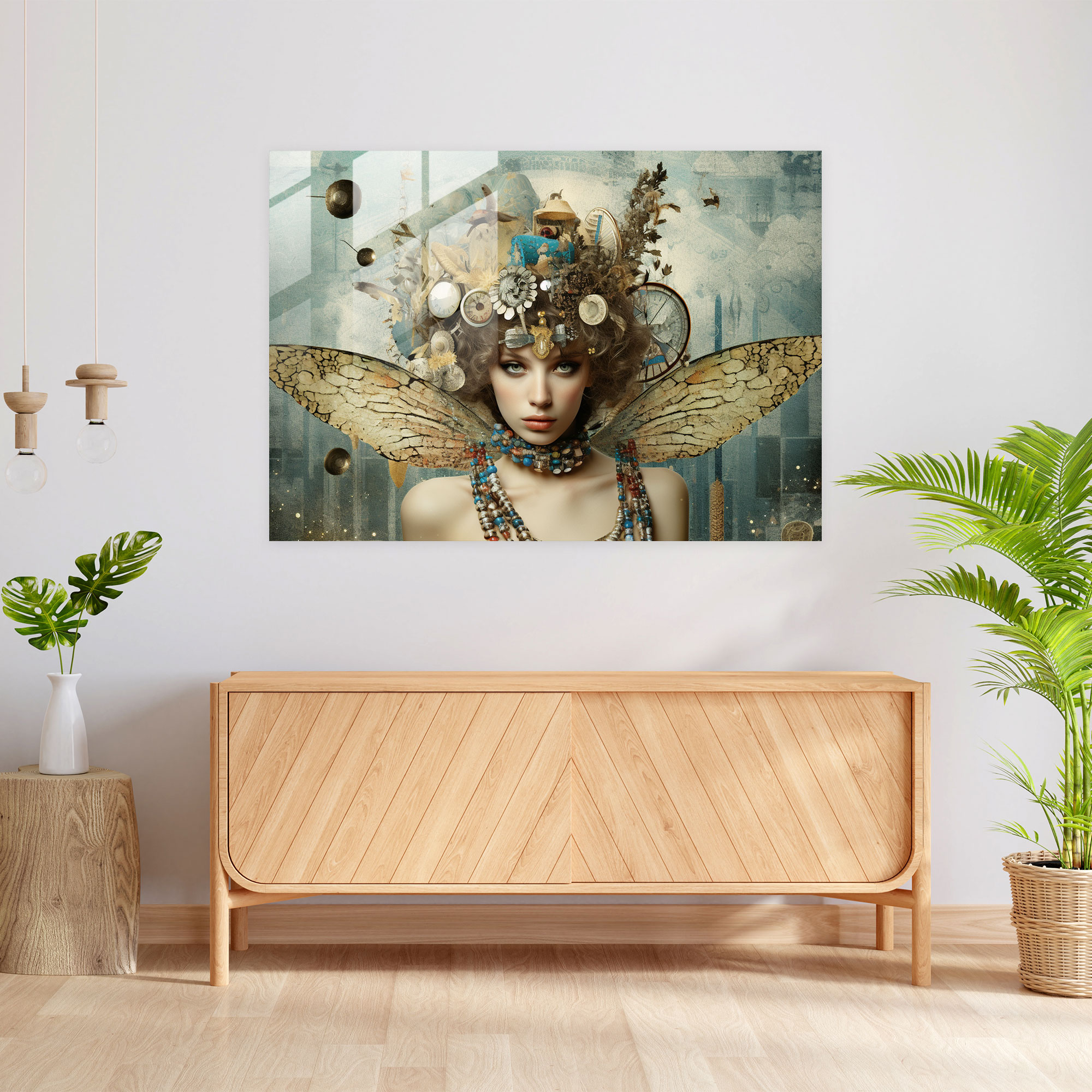 Mitoloji Modern Cam Sanatı - Mitoloji Dijital Kolaj Modern Sanat Simgeler ve Dokular
