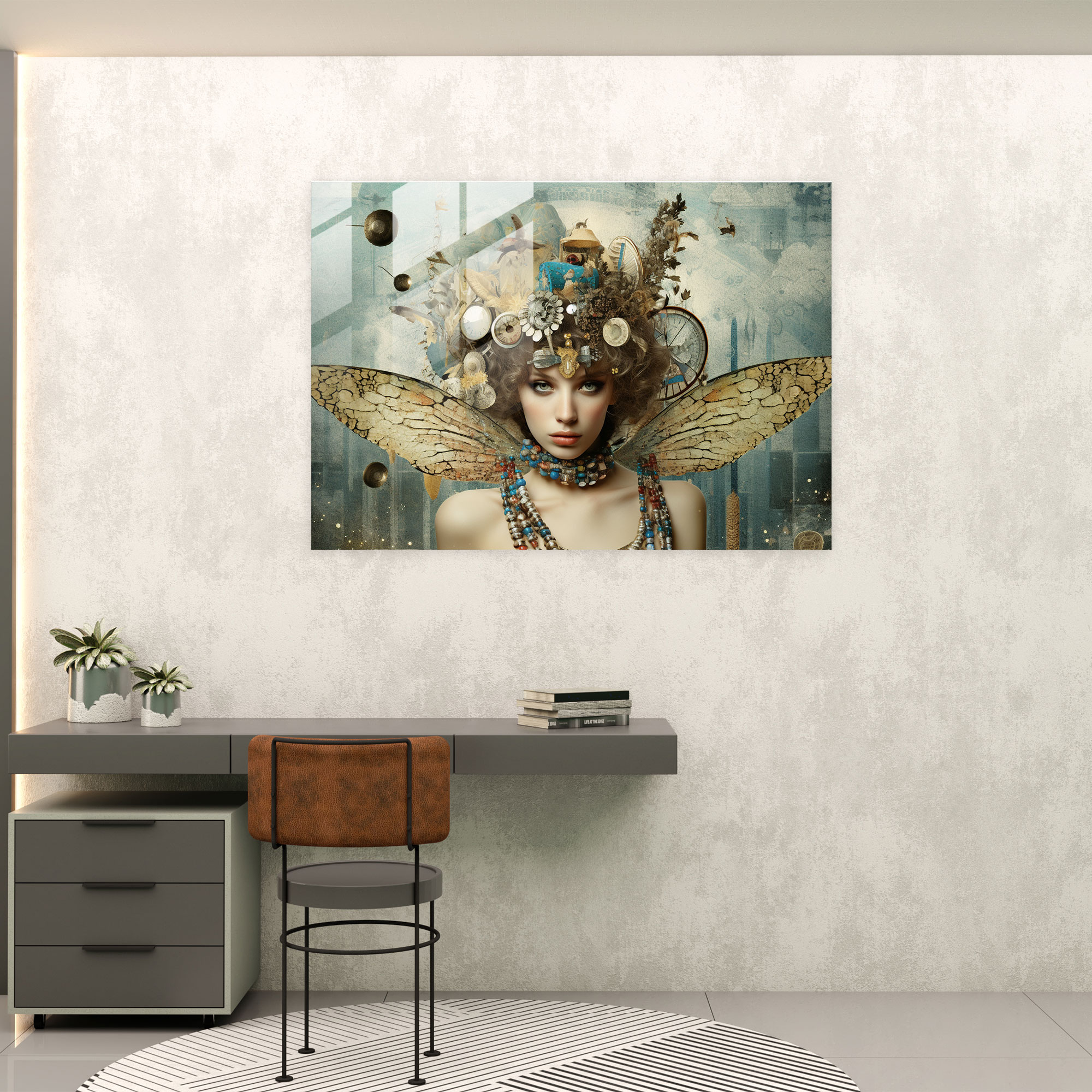Mitoloji Modern Cam Sanatı - Mitoloji Dijital Kolaj Modern Sanat Simgeler ve Dokular
