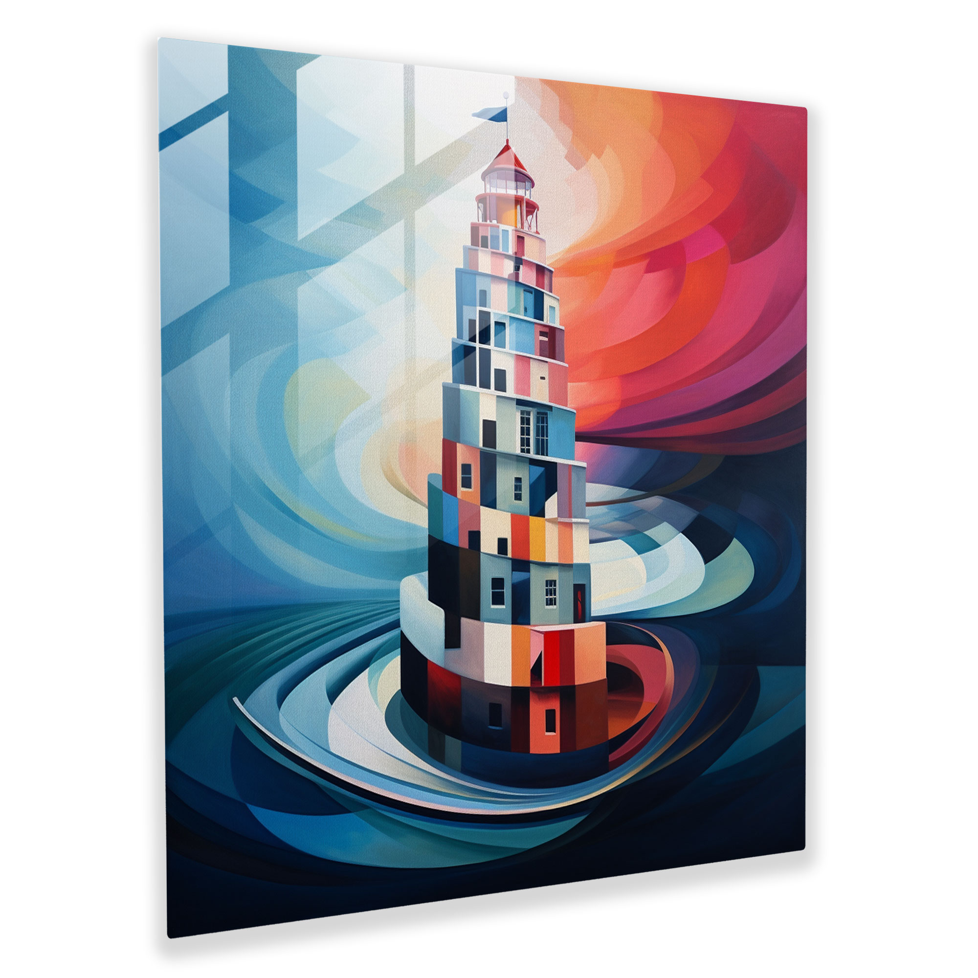Maiden Tower Geometric Glass Print - Maiden Tower, Vibrant Colors, Home Decoration, Geometric Abstraction