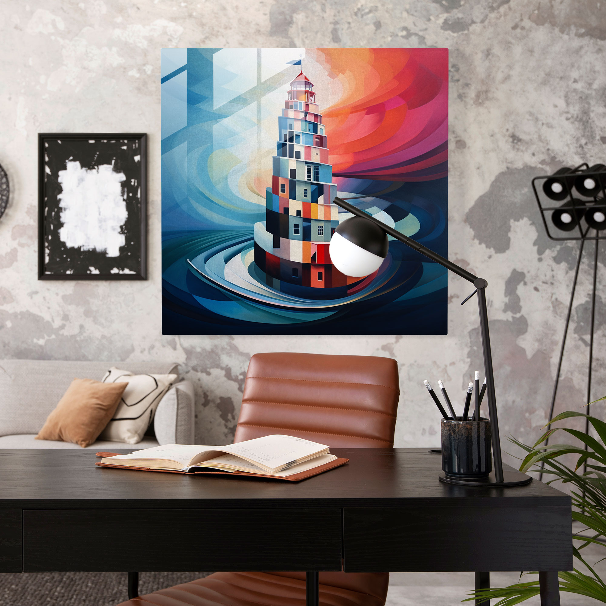 Maiden Tower Geometric Glass Print - Maiden Tower, Vibrant Colors, Home Decoration, Geometric Abstraction