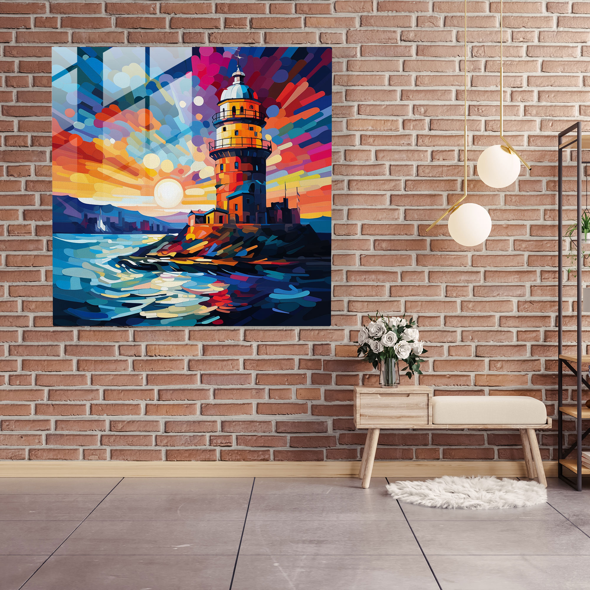Maiden Tower Pop Art Glass Print - Maiden Tower, Maiden Tower, Home Decoration, Glass Print