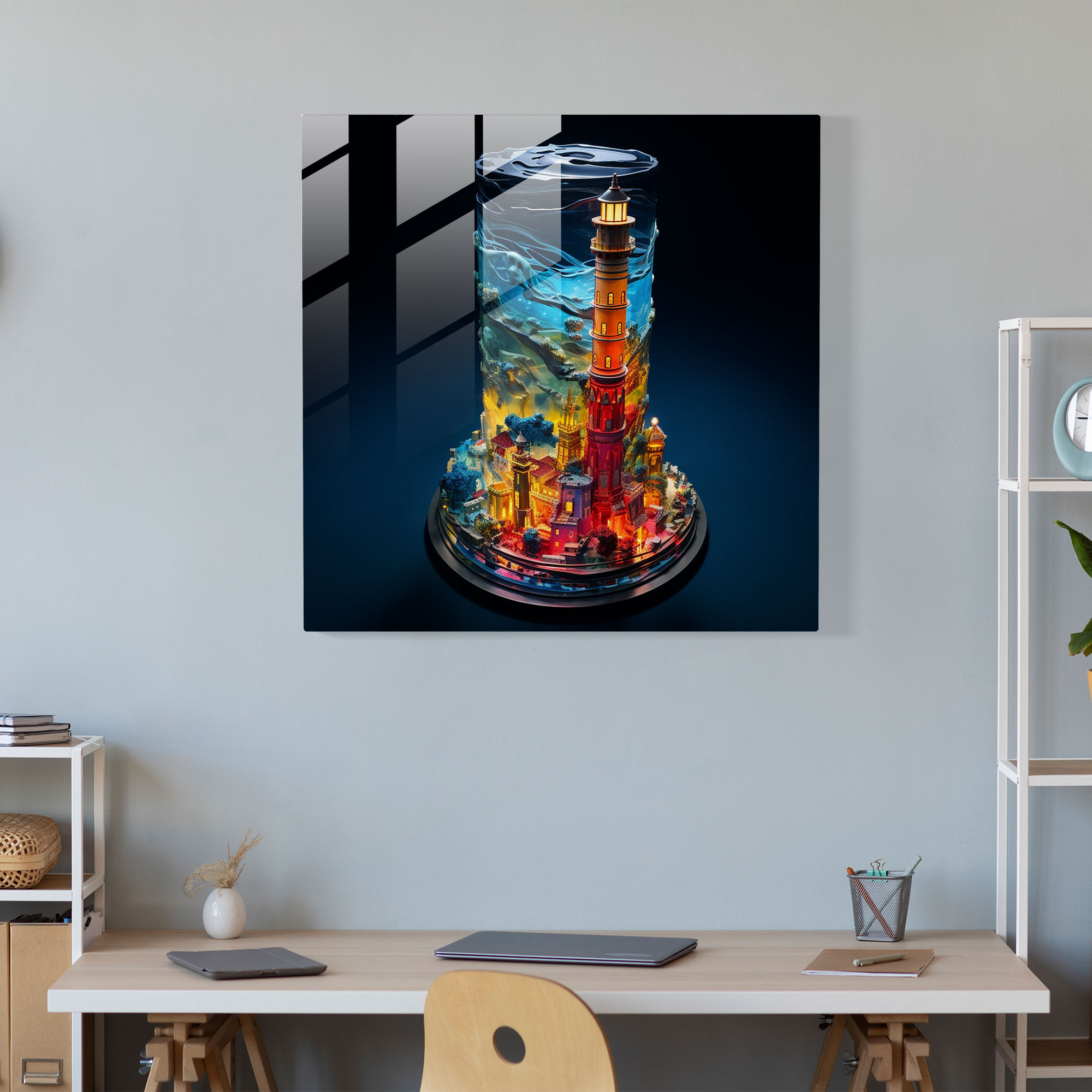Maiden Tower Aerial Glass Art - Kız Kulesi Ev Dekorasyonu Cam Sanatı Cam Duvar Sanatı