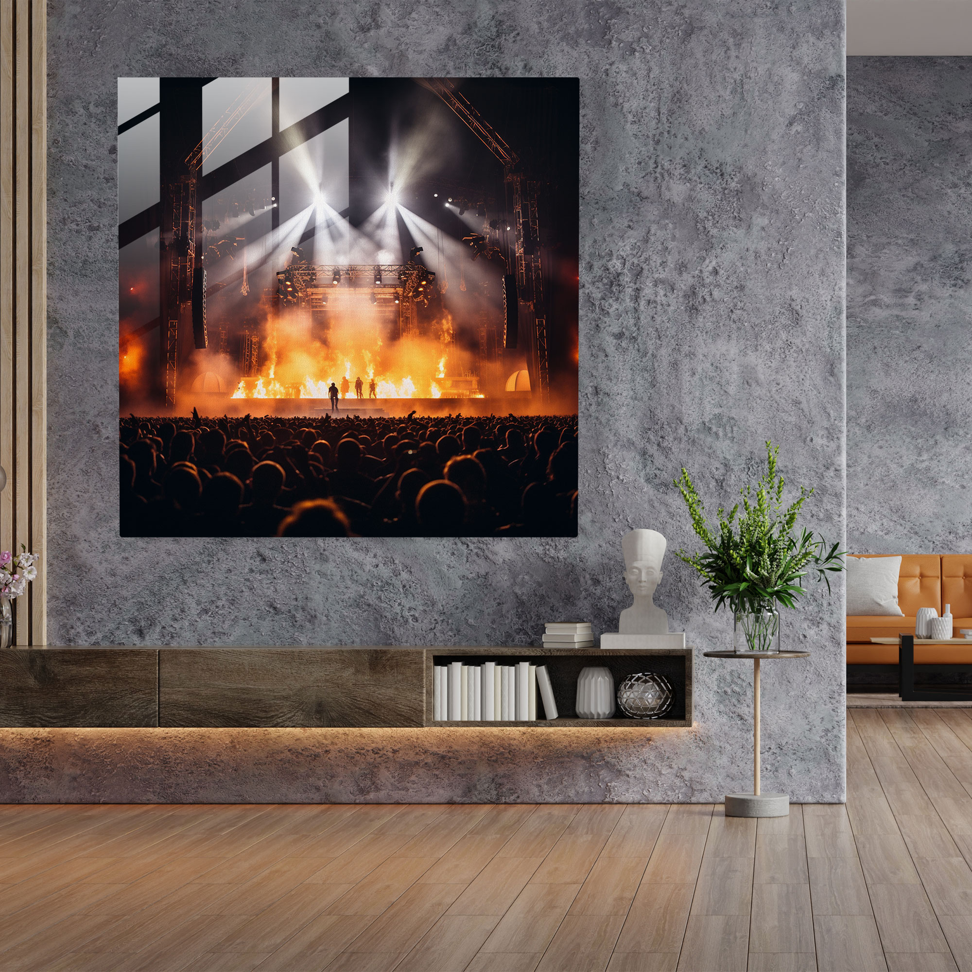 Metallica Sahne Manzarası Cam Tablo - Metallica Cam Duvar Sanatı Ev Dekorasyonu Modern Sanat