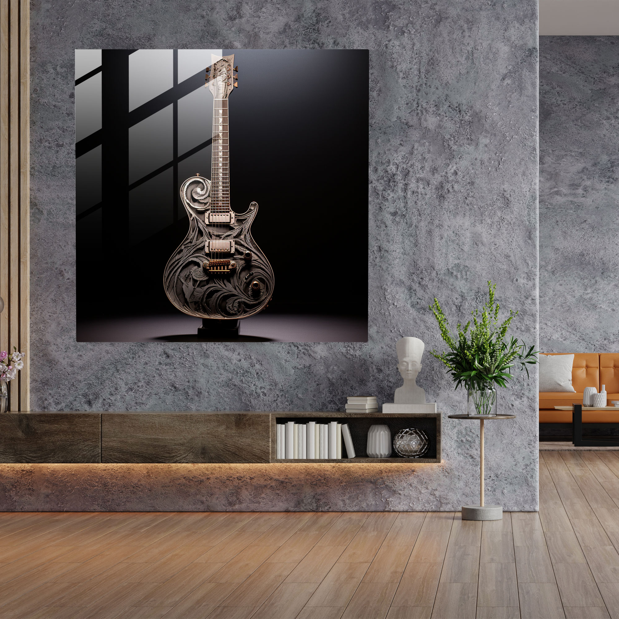 Metallica Guitar Sculpture Glass Print - Metallica, Metallica, Metallica Lyrics, Captivating
