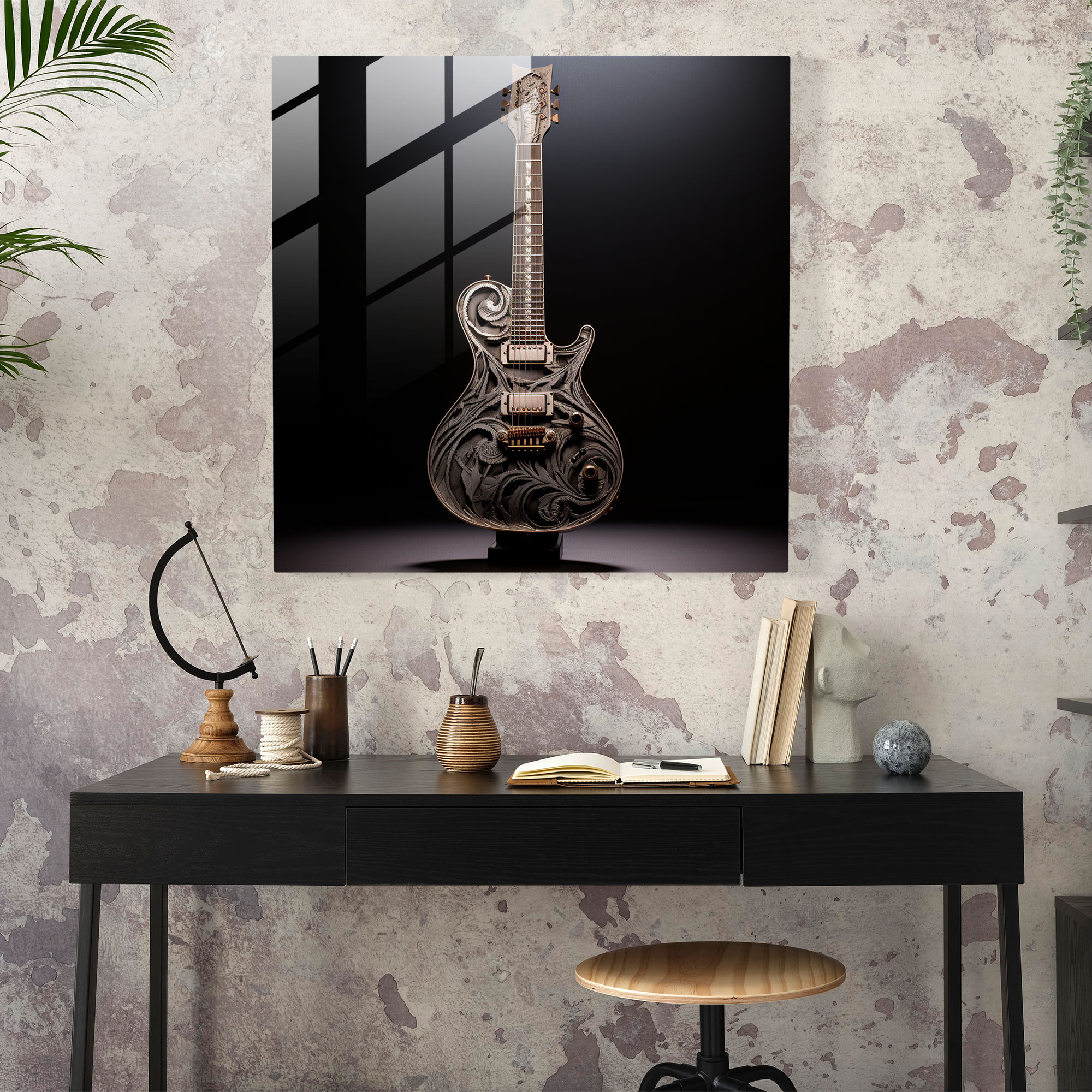 Metallica Guitar Sculpture Glass Print - Metallica, Metallica, Metallica Lyrics, Captivating
