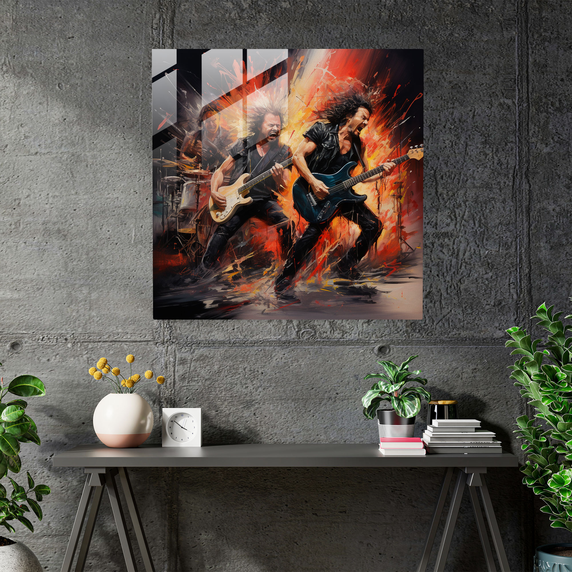 Metallica Abstract Glass Print - Metallica, Glass Print, Home Decoration, Glass Art
