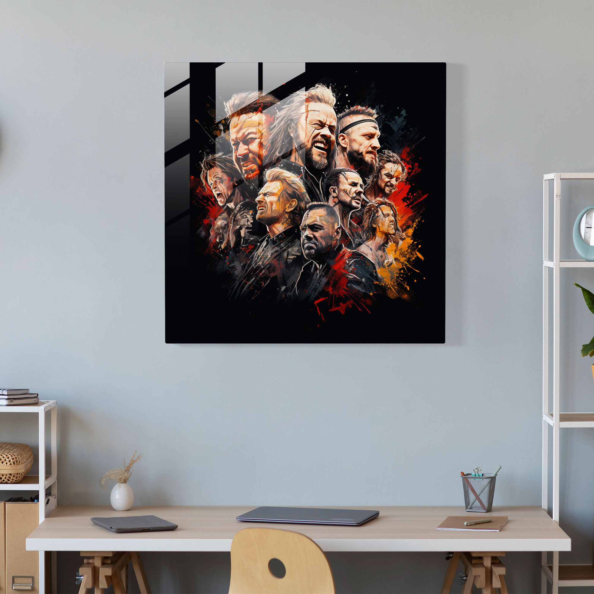 Metallica Portrait Collage Glass Print - Metallica, Glass Print, Glass Art, Modern Art