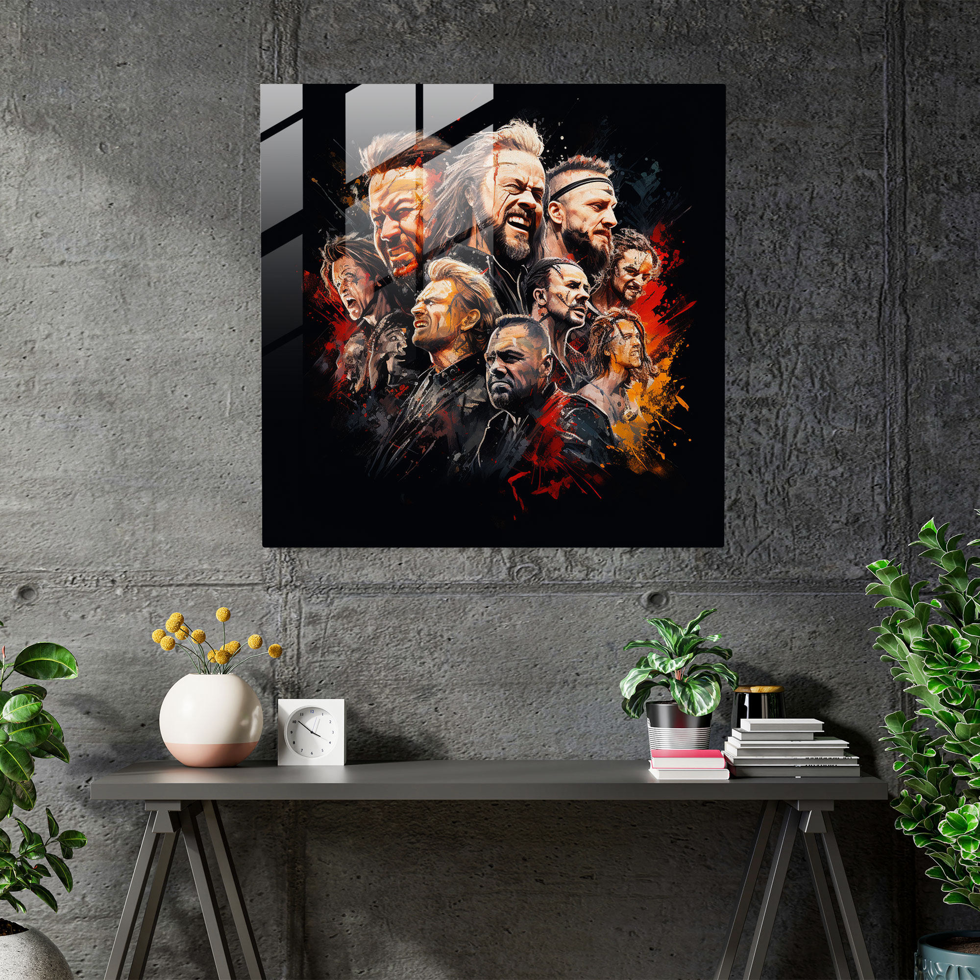 Metallica Portrait Collage Glass Print - Metallica, Glass Print, Glass Art, Modern Art