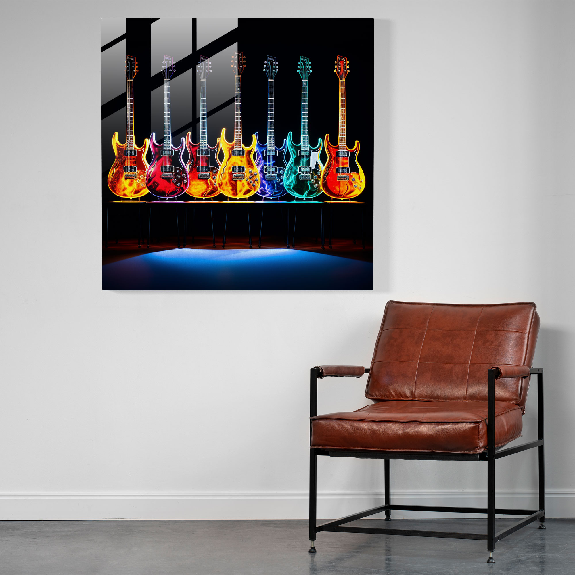 Metallica Guitar Vibrance Glass Print - Metallica, Modern Art, Glass Print, Home Decoration