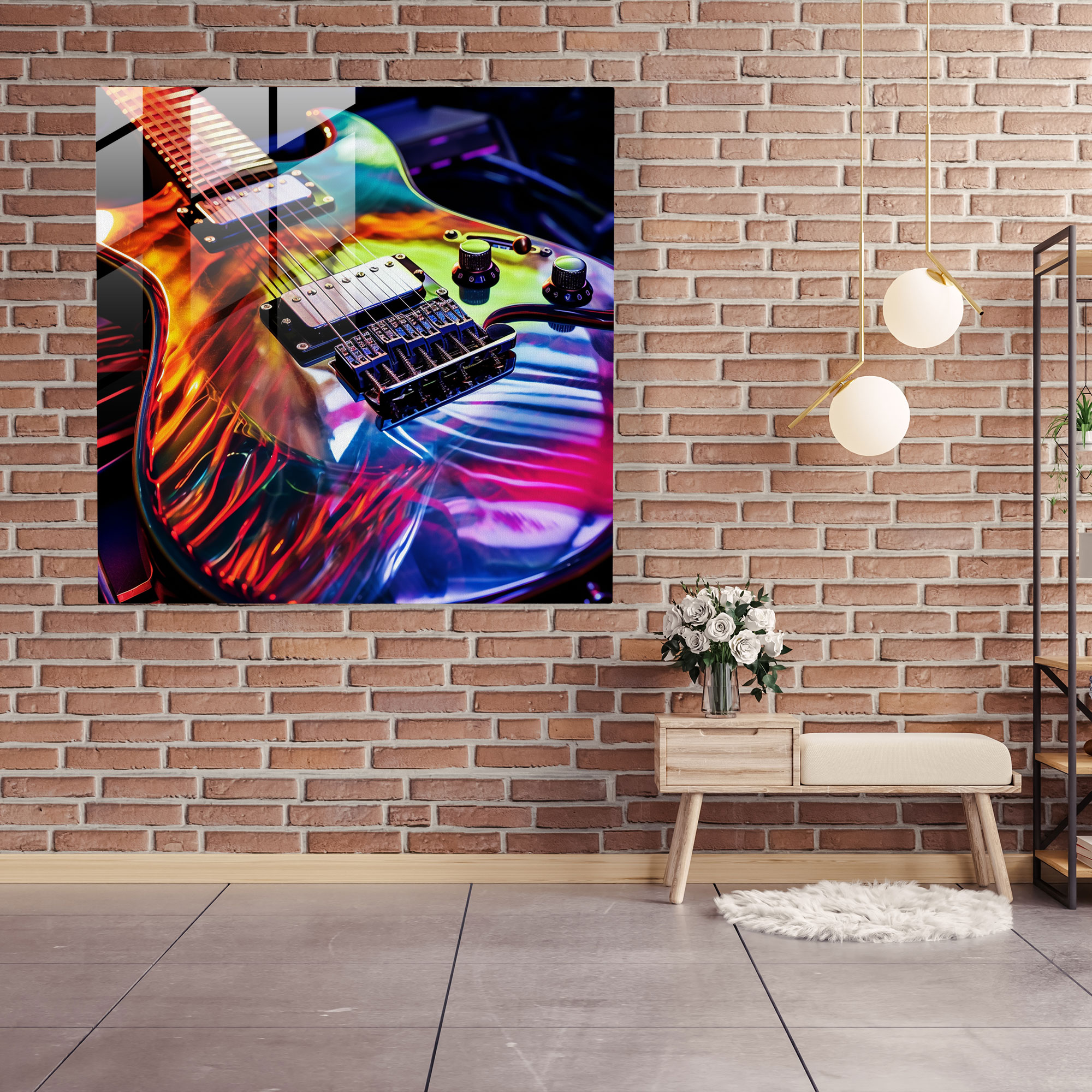 Metallica Electric Guitar Strings Glass Print - Metallica, Metallic Hues, Glass Print, Powerful Riffs