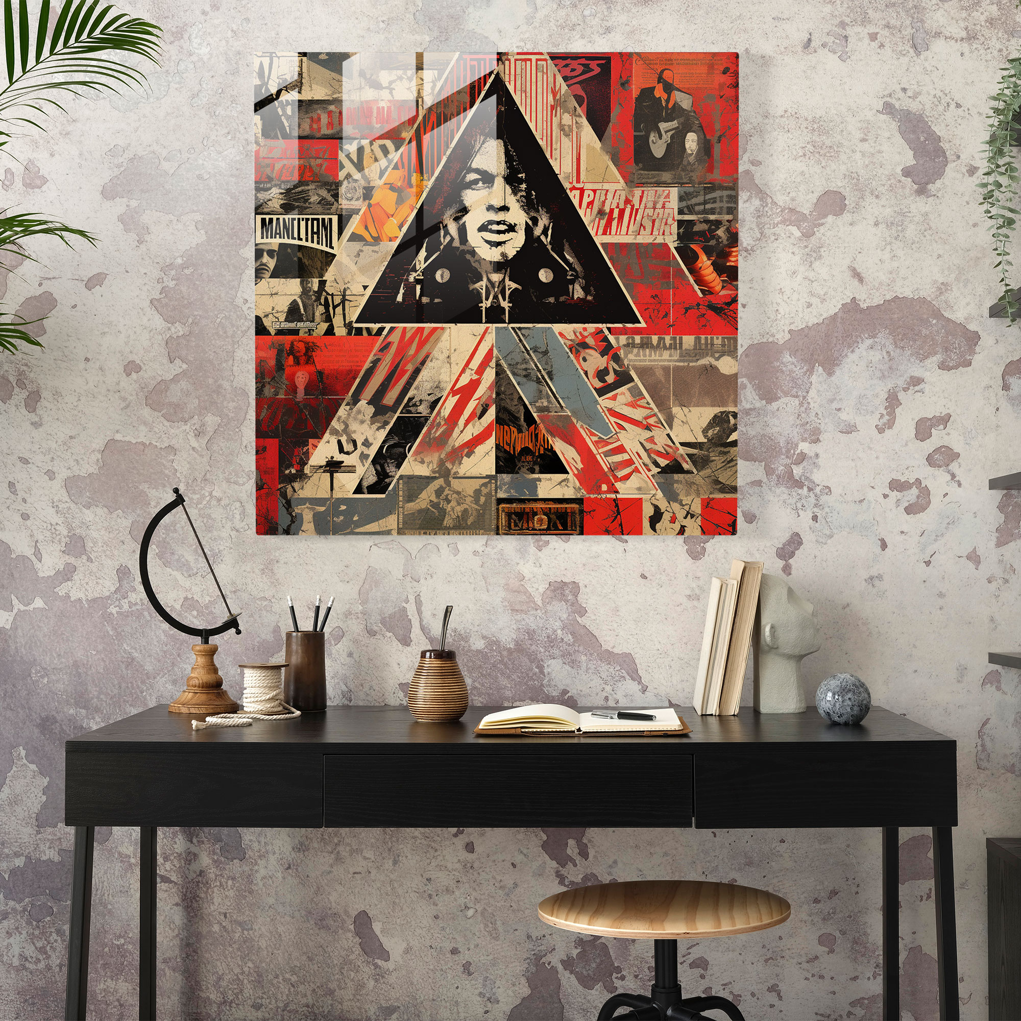 Metallica Poster Collage Glass Print - Metallica, Iconic Imagery, Home Decoration, Modern Art