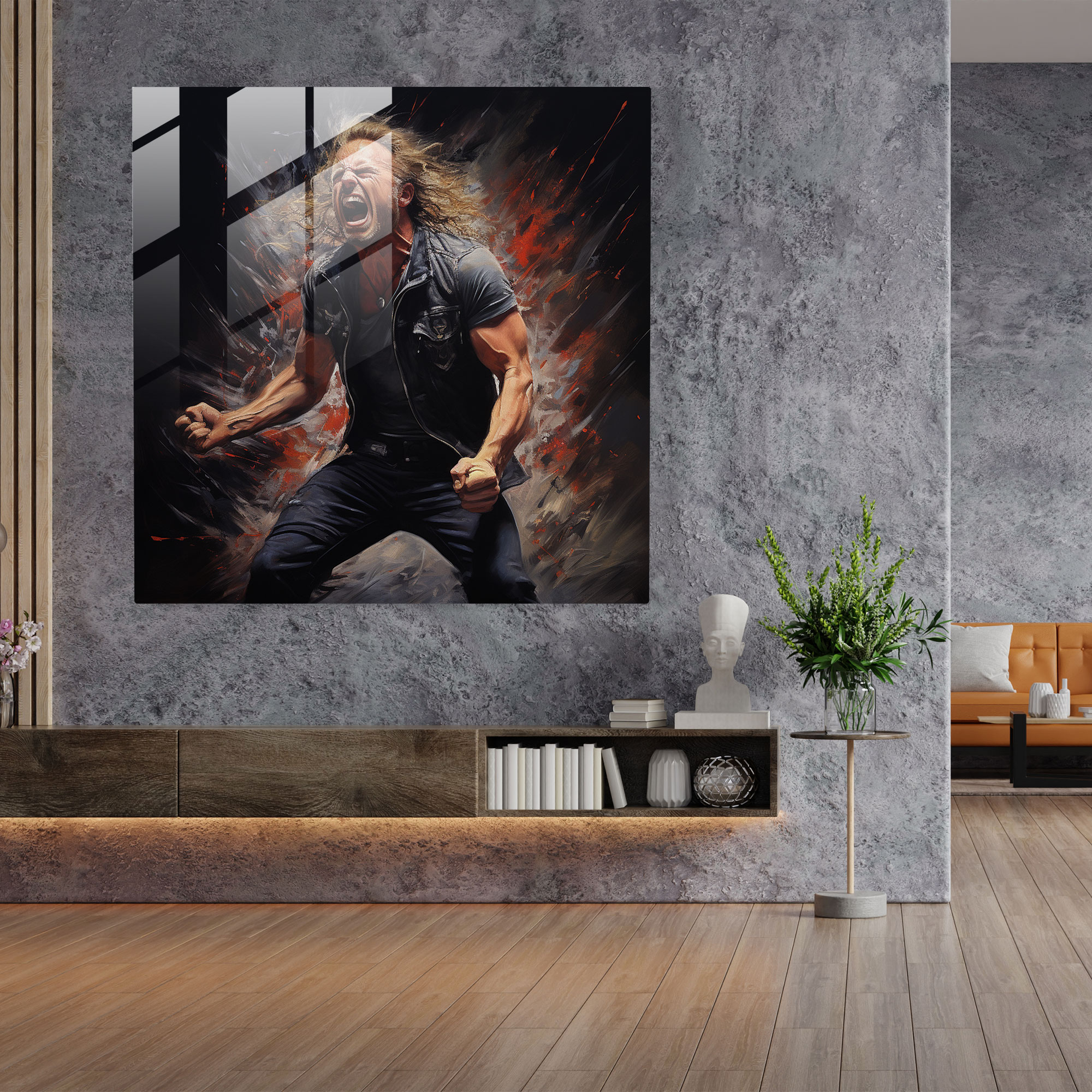 Metallica Lead Singer Glass Print - Metallica, Raw Energy, Home Decoration, Metallica