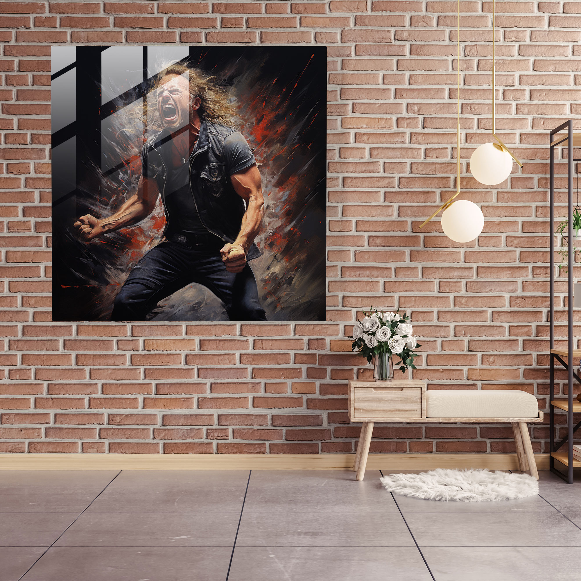 Metallica Lead Singer Glass Print - Metallica, Raw Energy, Home Decoration, Metallica