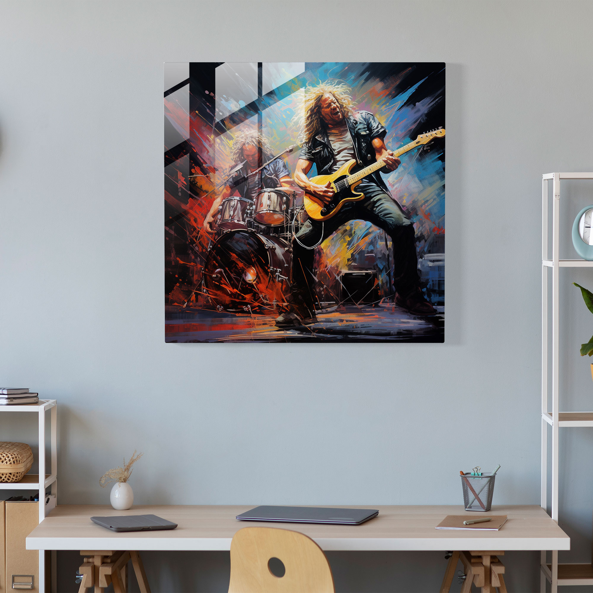 Metallica Canlı Cam Tablo - Metallica Enerjik Performans Modern Sanat