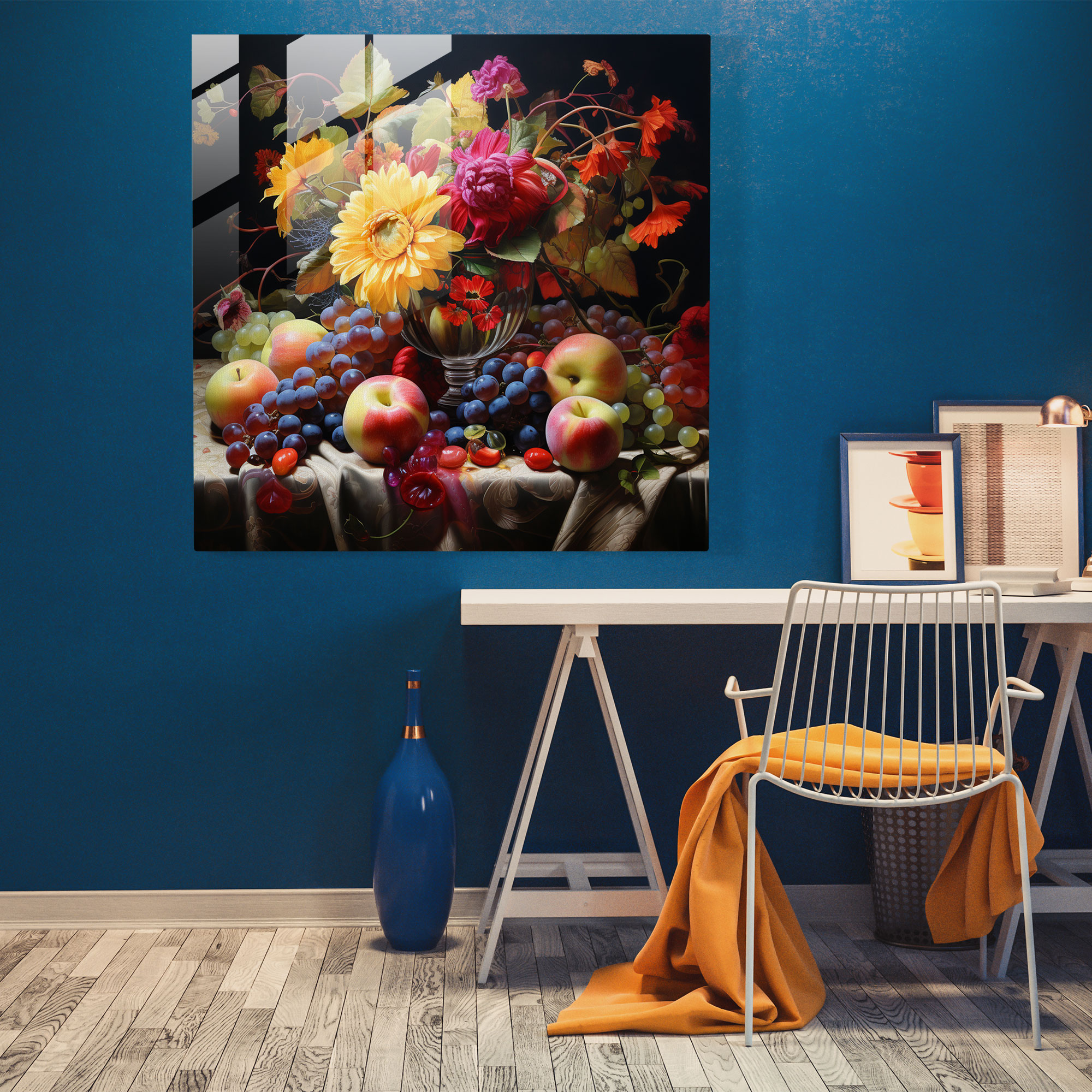Glasbild Stillleben - Realistische Glaswandkunst zur Wohnraumdekoration