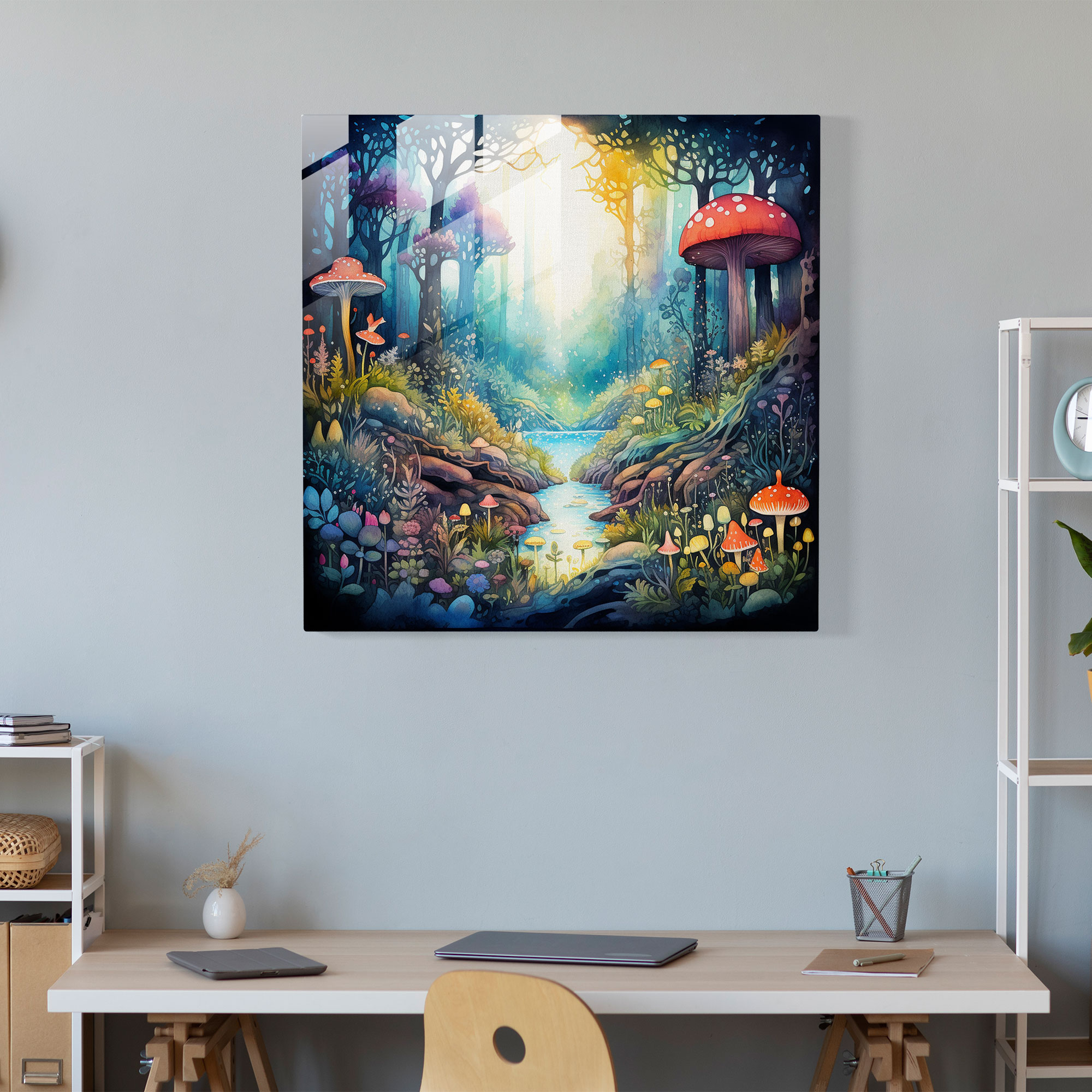 Verträumtes Verzaubertes Glasbild - Mystisches Waldkunstwerk